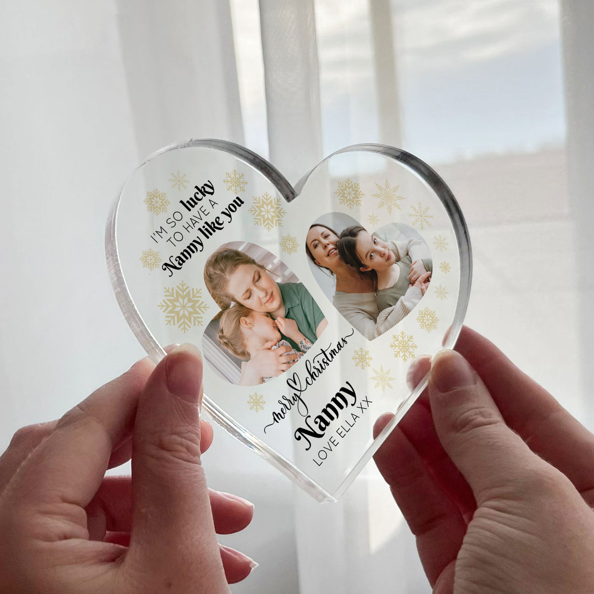Nanny Gifts For Christmas Personalised Acrylic Heart Plaque