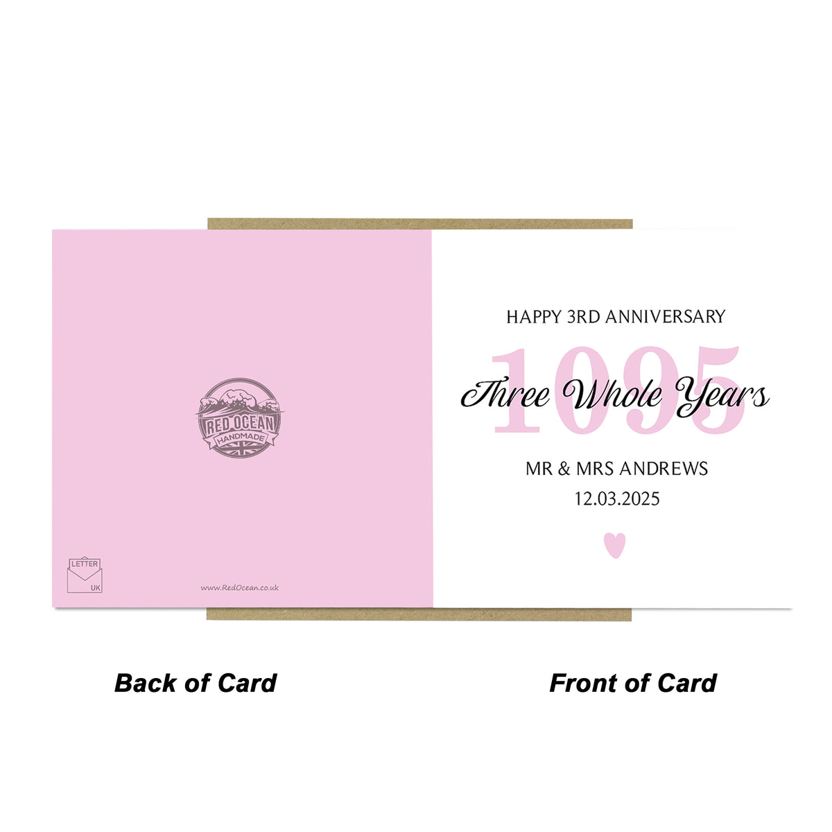 Personalised 3rd Wedding Anniversary Card For Husband Wife