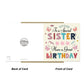 Sister Birthday Card Happy Birthday Card For Sister Card For Her