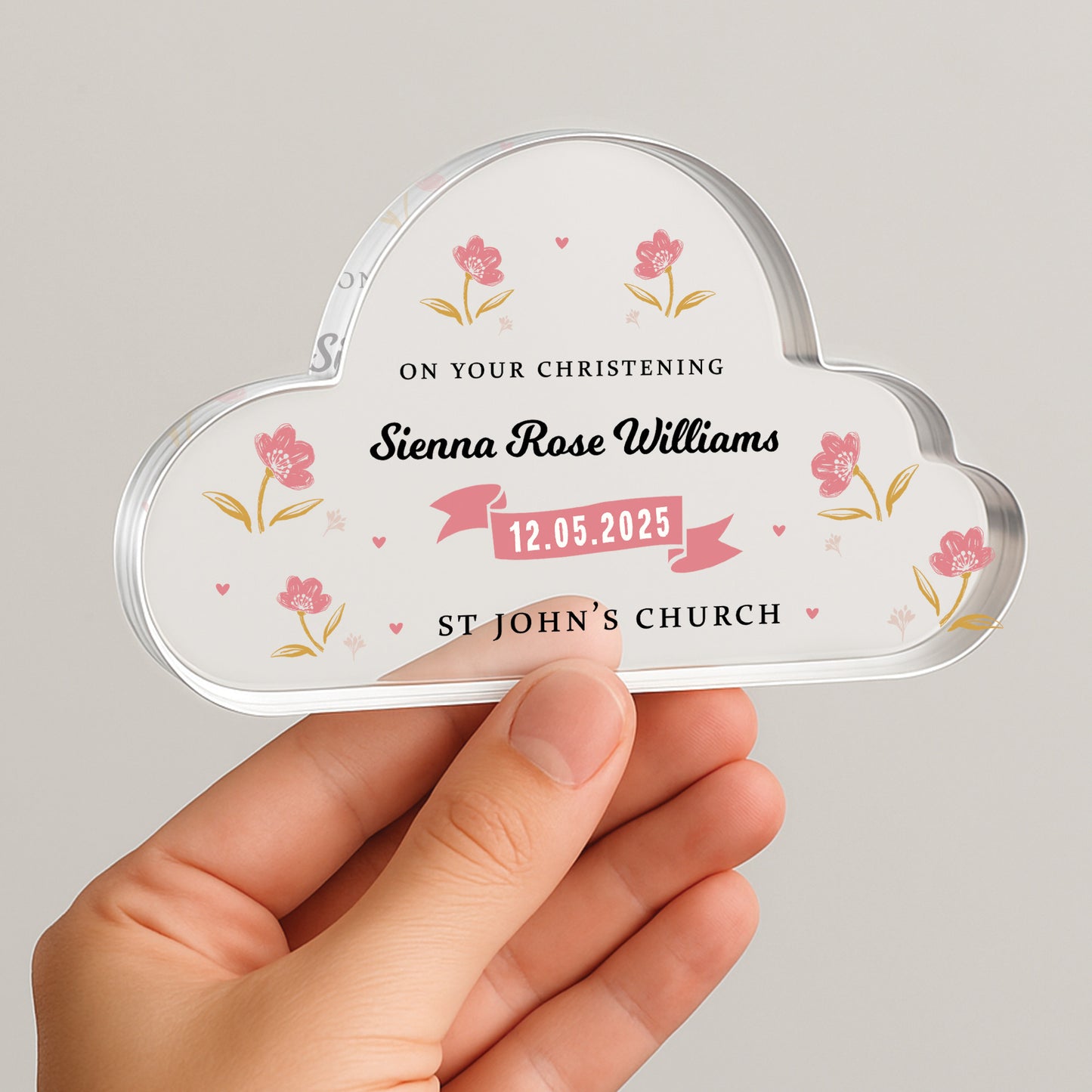 Personalised Christening Gift For Baby Girl Cloud Baby Plaque