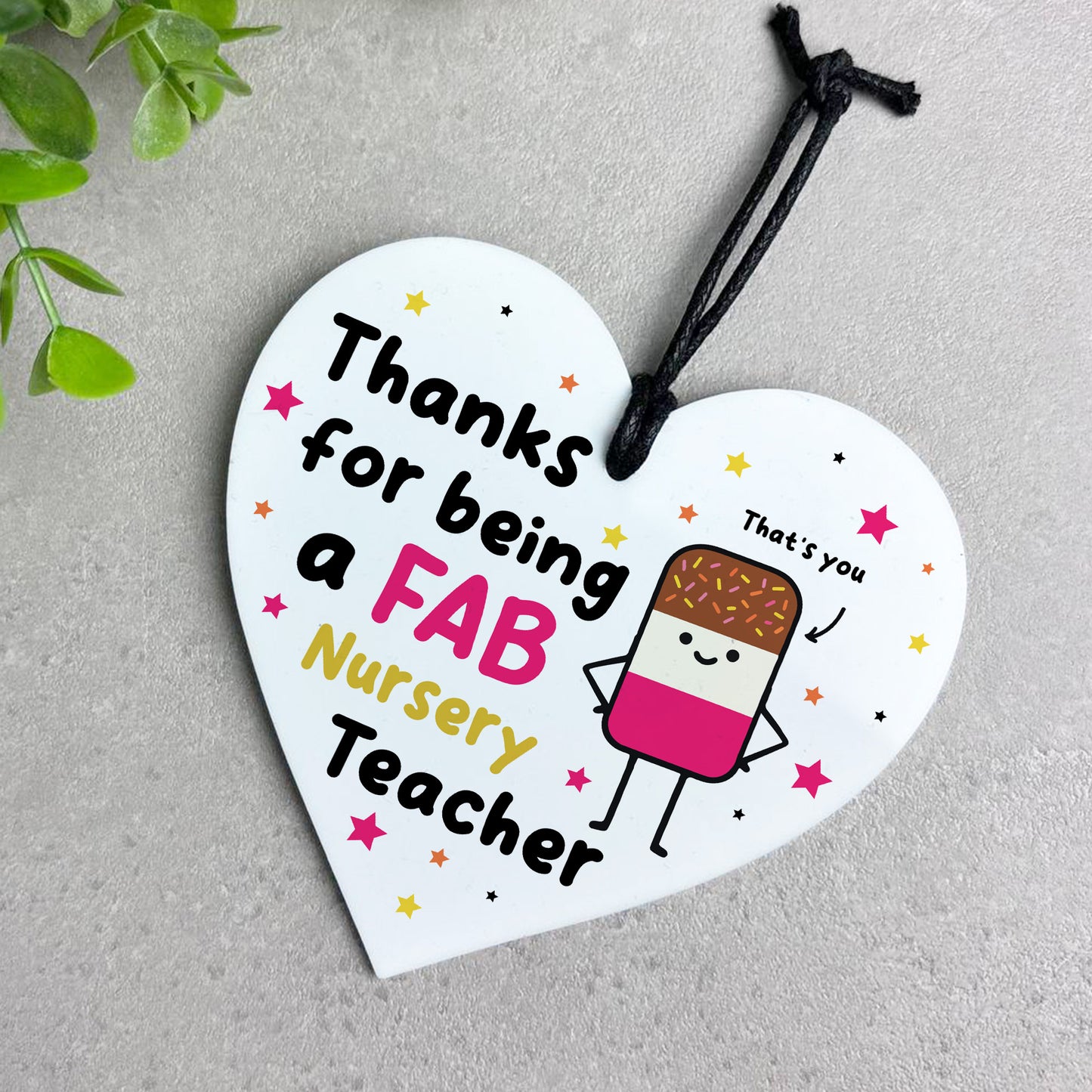 Nursery Teacher Gift Hanging Heart Thank You Gift FAB Teacher