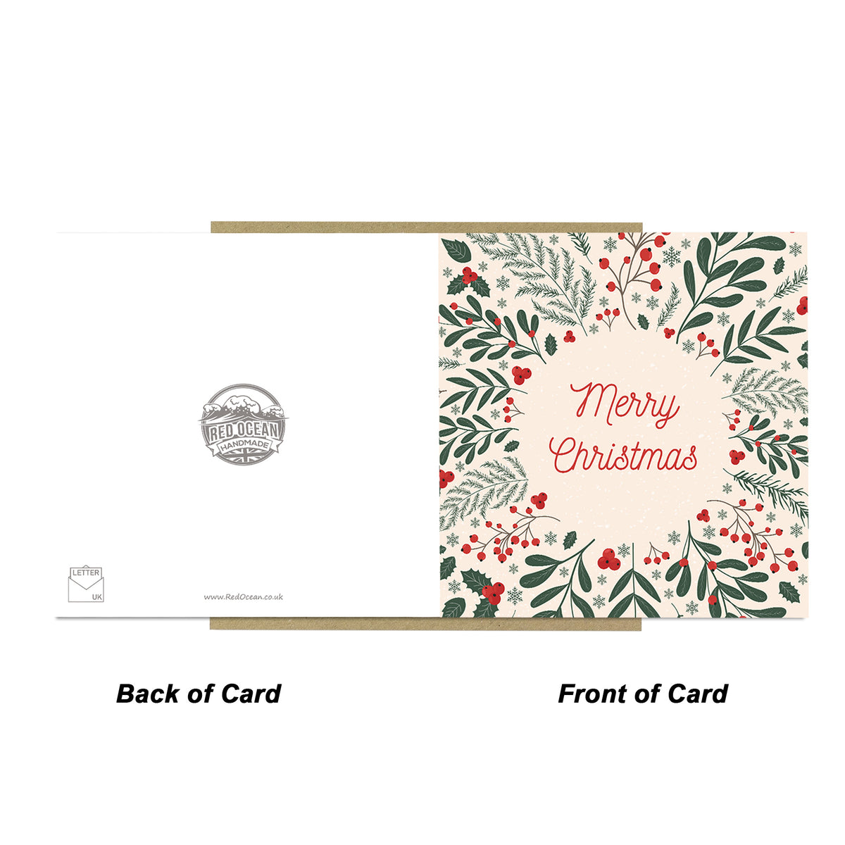 Christmas Greetings Card For Friends and Family Floral Card