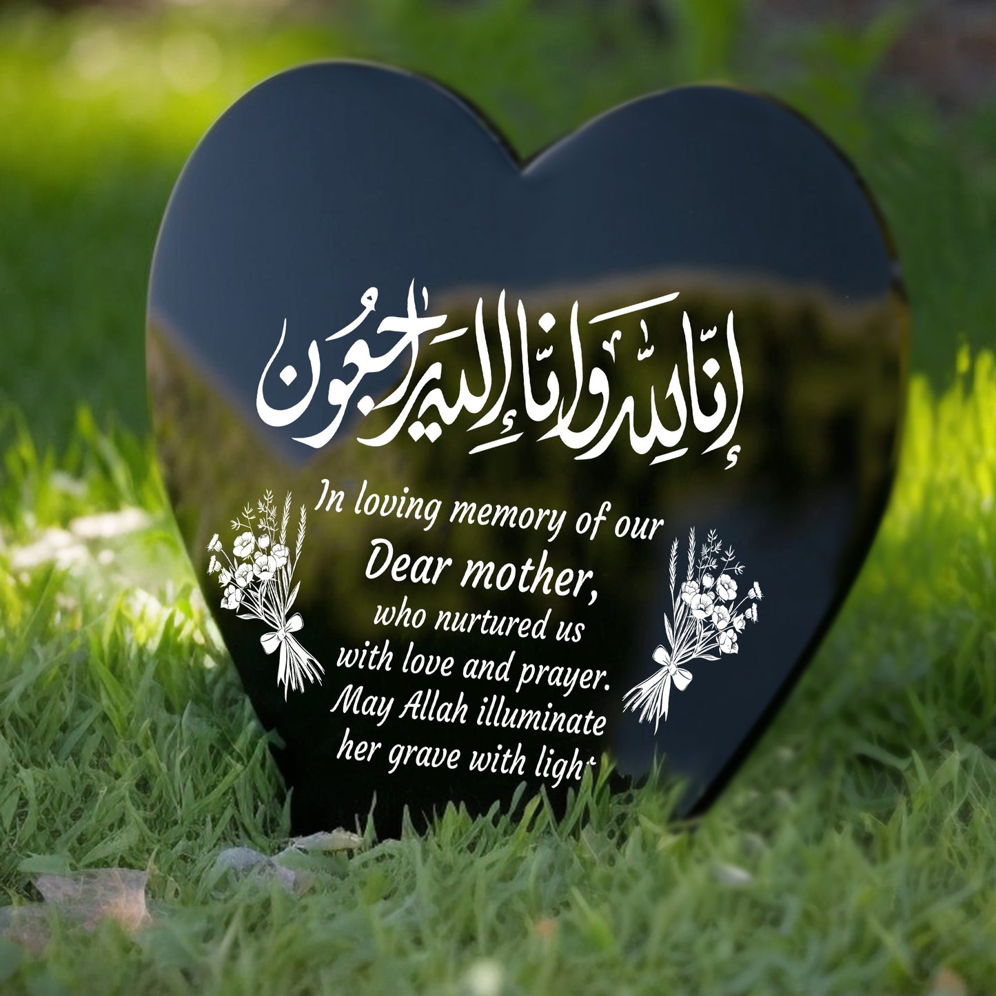 Muslim Islamic Memorial Plaque For Mother Acrylic Heart Memorial