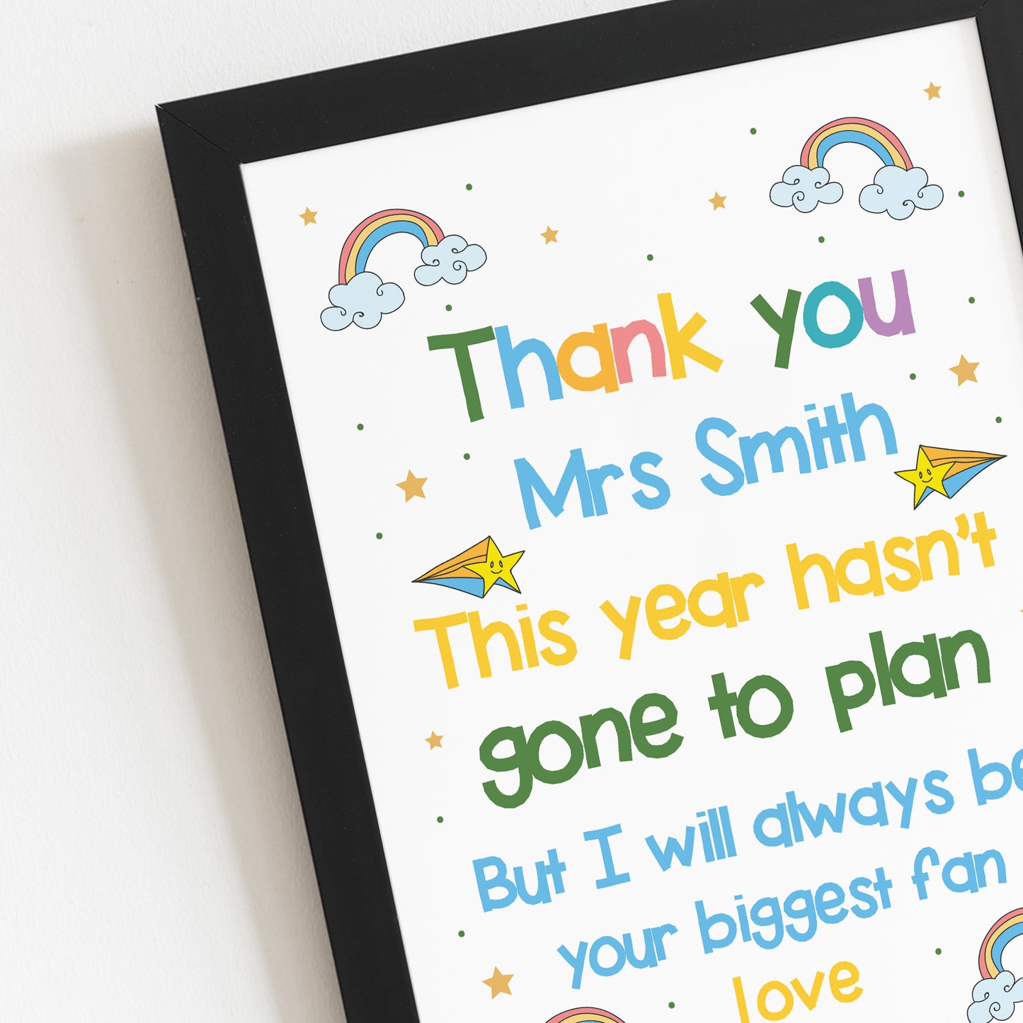 Personalised Framed Print Thank You Gift For Teacher Teaching