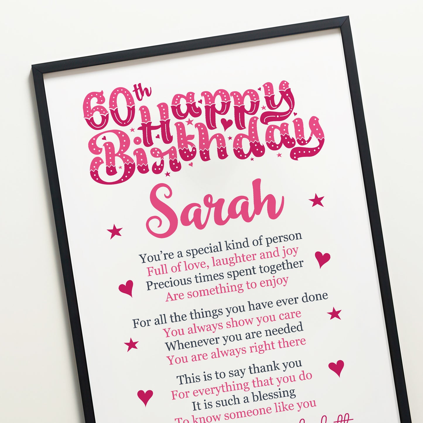 PERSONALISED 60th Birthday Gifts For Her Gift For Daughter