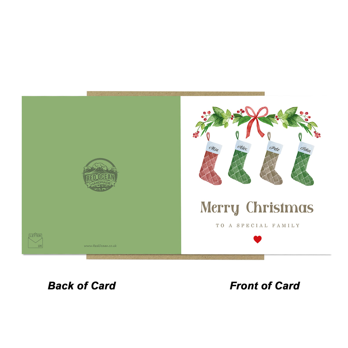 Family Christmas Card Personalised Family Card With Stockings