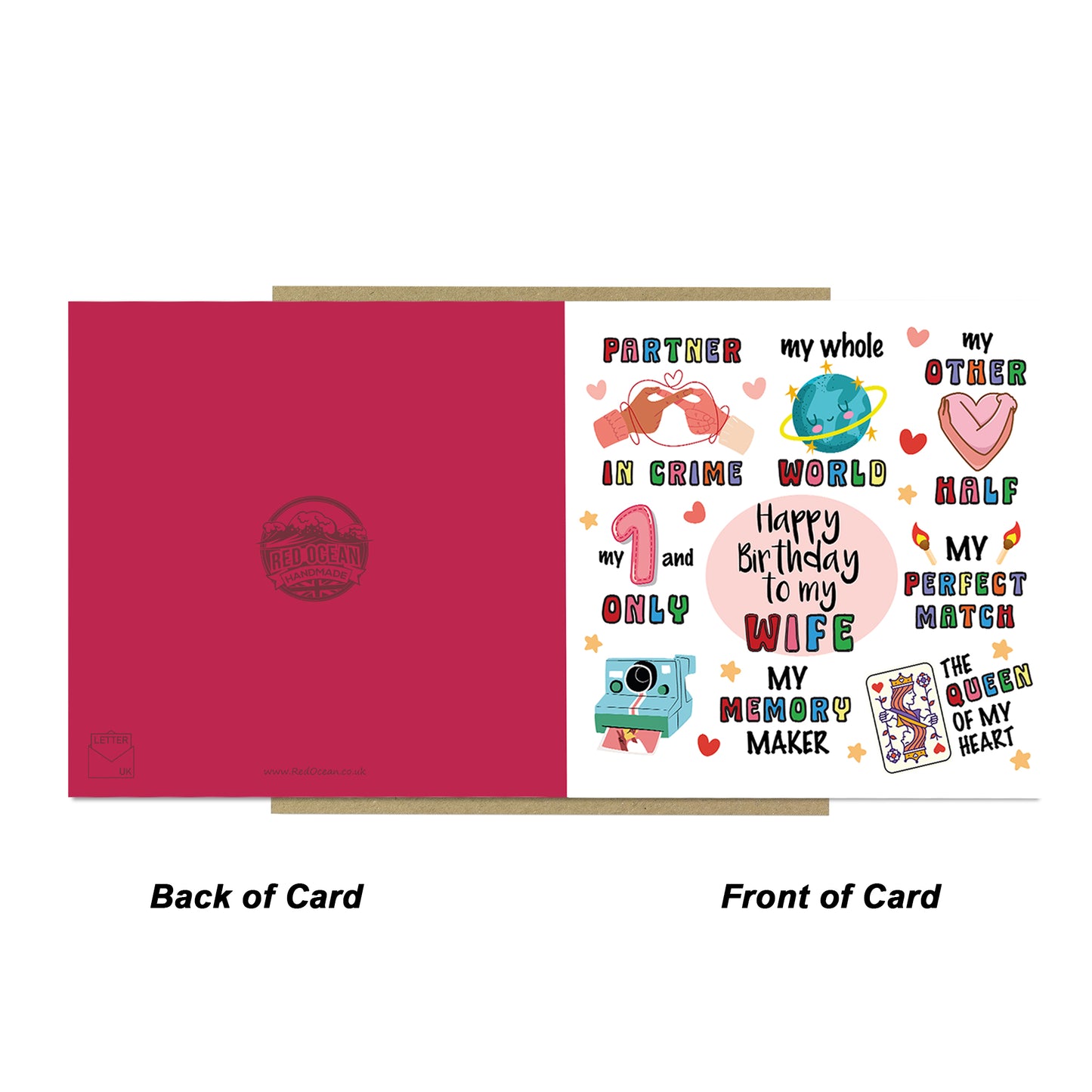 Happy Birthday Card For Wife Kraft Envelope Wife Birthday Card