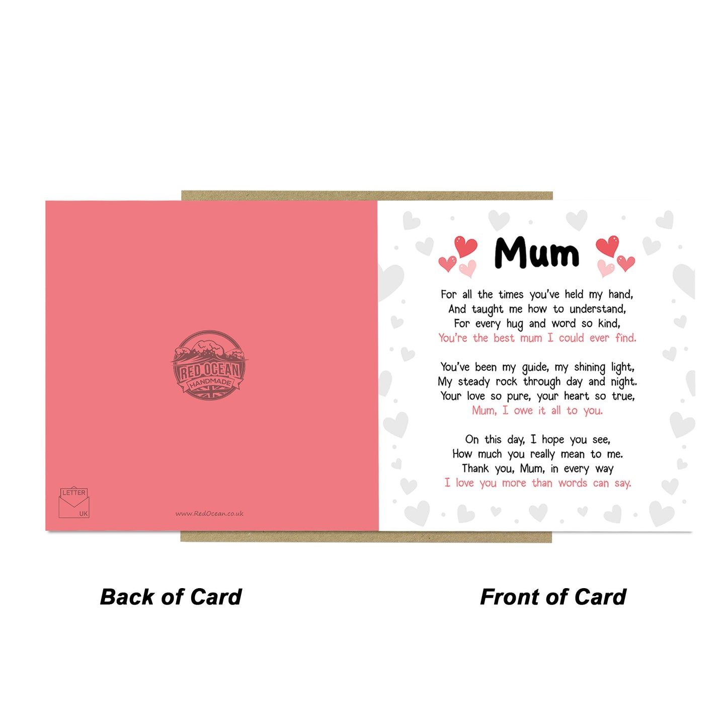 Mothers Day Card Mothers Day Card Poem Thank You Card From Son