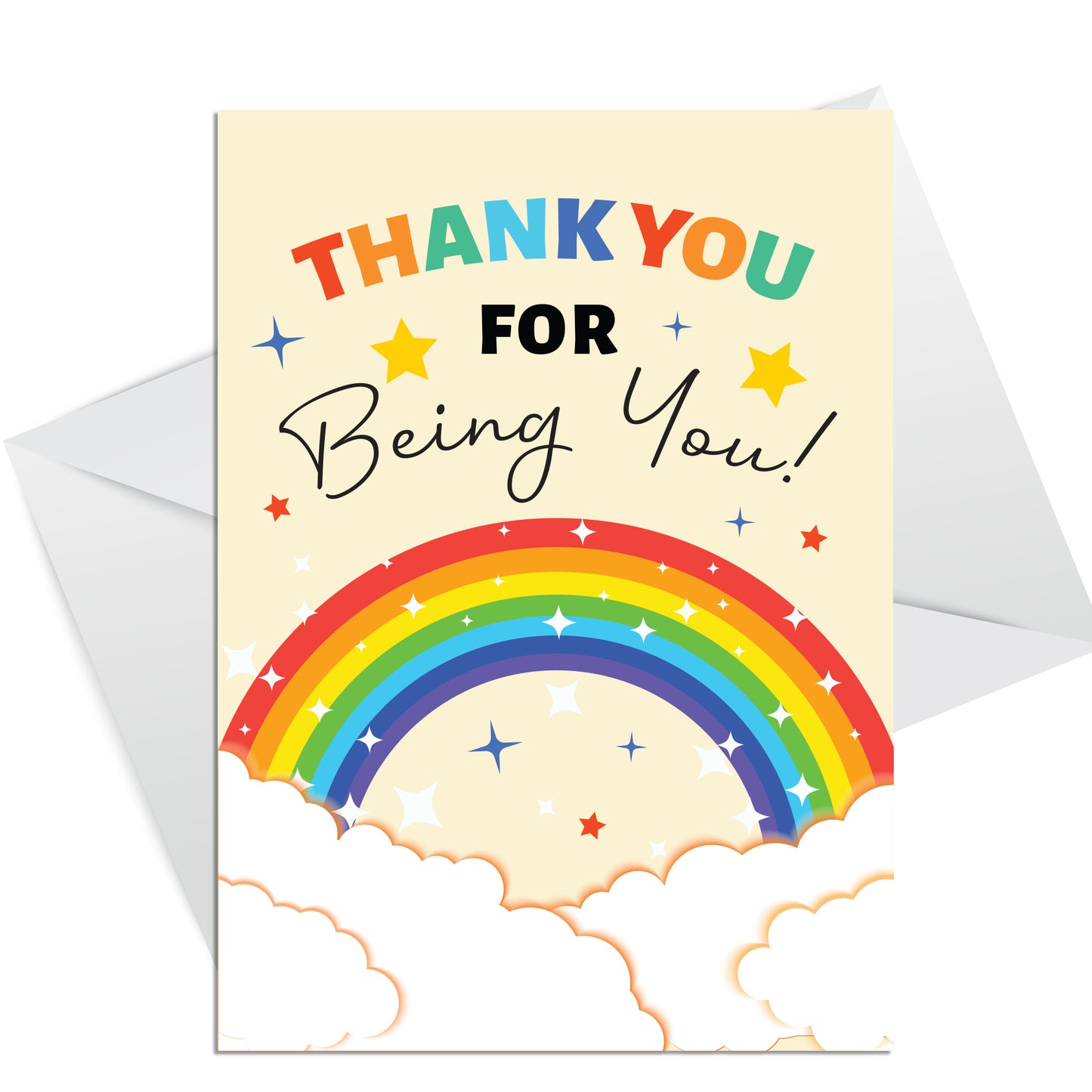 6 Pack Thank You Card Multipack With White Envelopes Rainbow