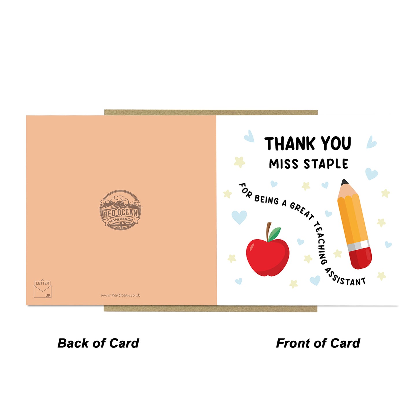 Personalised Teaching Assistant Card With Kraft Envelope Card