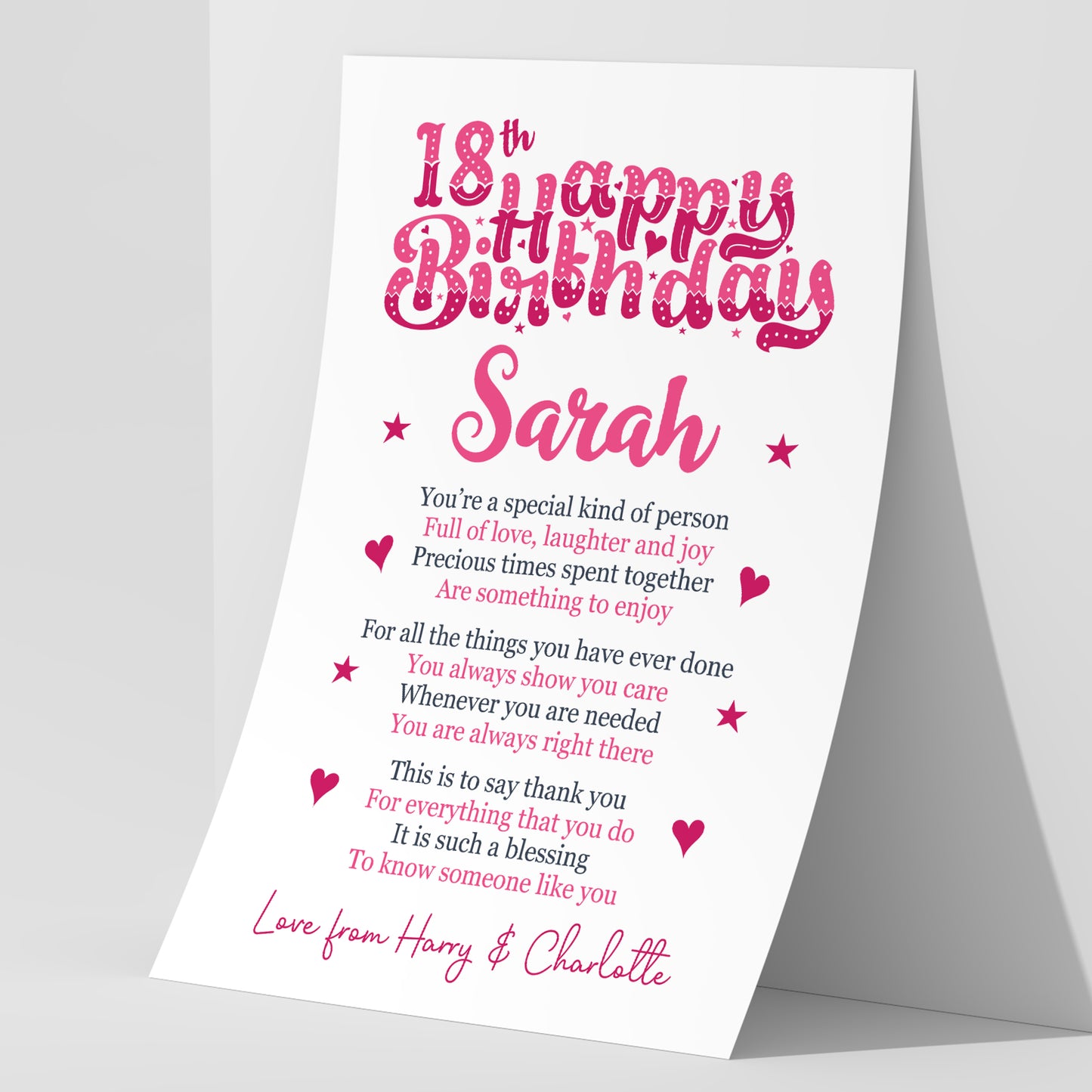 PERSONALISED 18th Birthday Gifts For Her Gift For Daughter A3