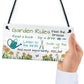 Hanging Garden Rules Sign Perfect For Gardeners Wall Door Sign