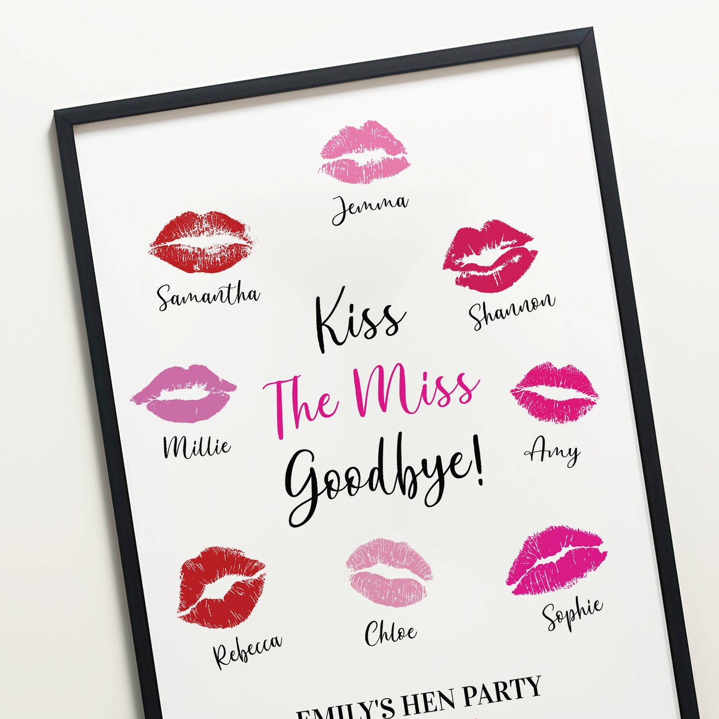 Kiss The Miss Goodbye Framed A3 Print Hen Party Print Keepsake