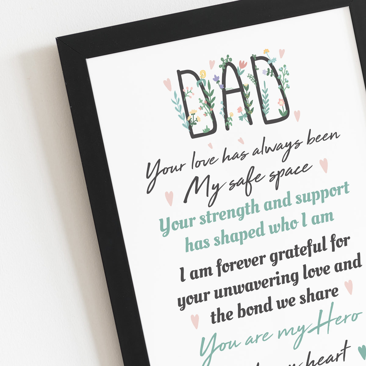 Novelty Gift For Dad FRAMED PRINT Thank You Gift For Dad Hero