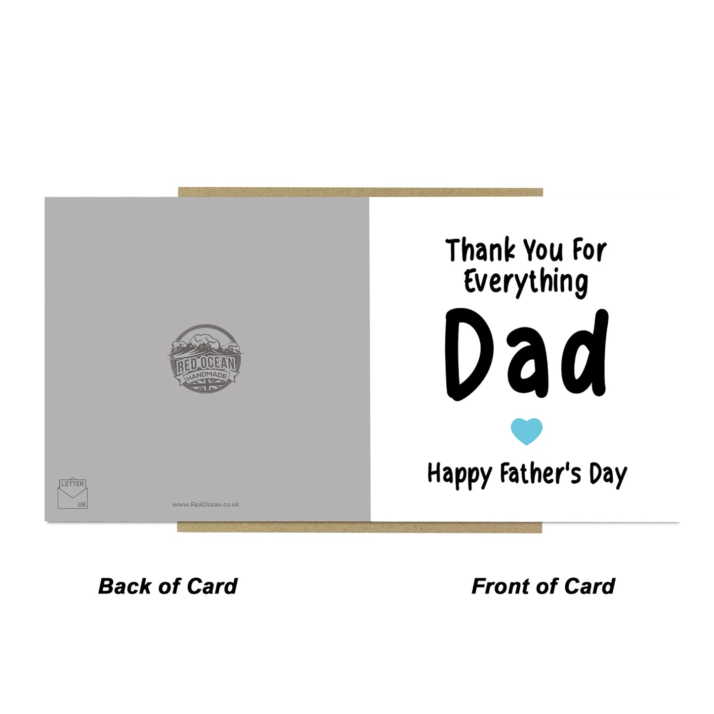 Fathers Day Card For Dad With Kraft Envelope Thank You Card