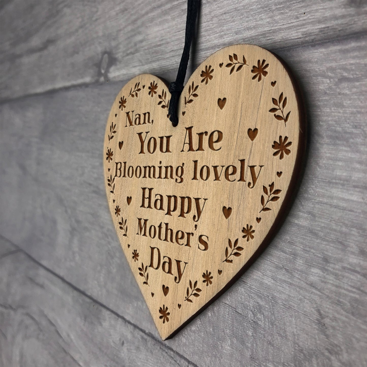 Mothers Day Gifts Wood Heart Blooming Lovely Special Nan Gift