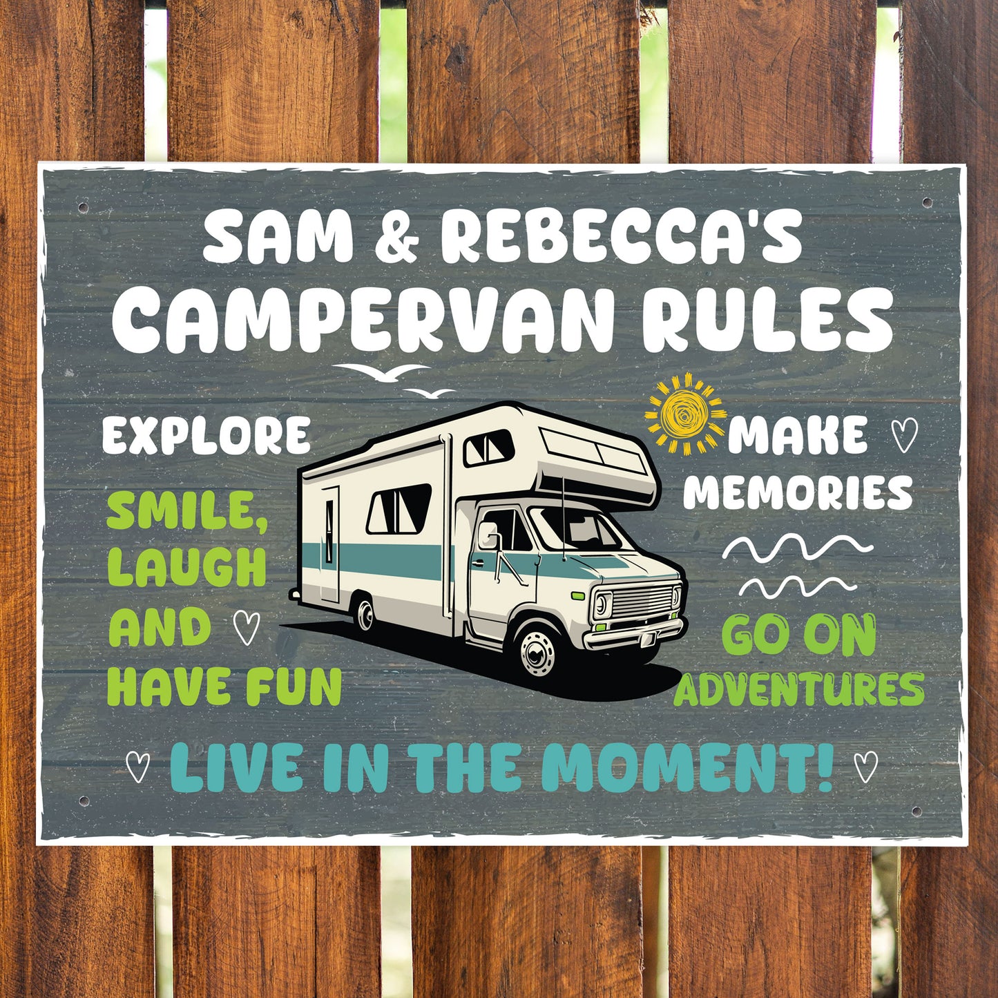 CAMPERVAN RULES SIGN Personalised Wall Door Plaque Novelty