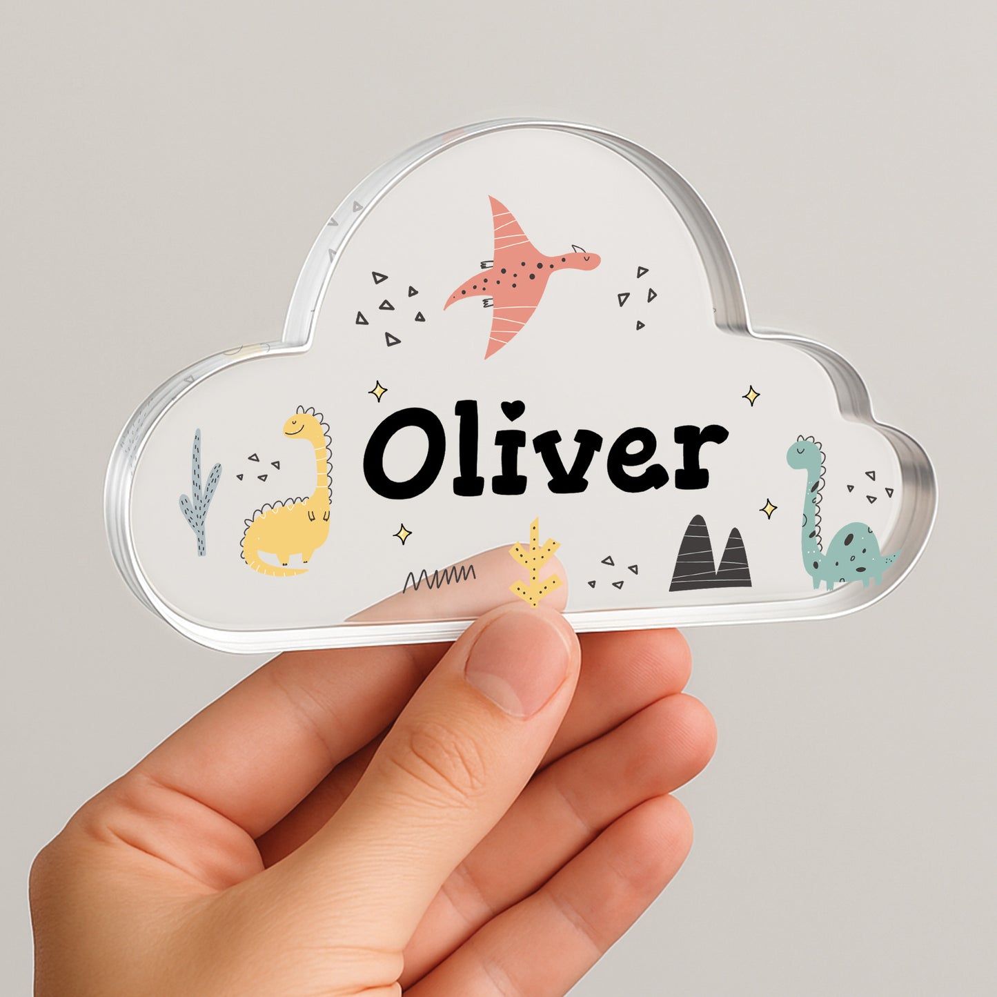 Dinosaur Acrylic Plaque Custom Name Nursery Decor Dinosaur Gift