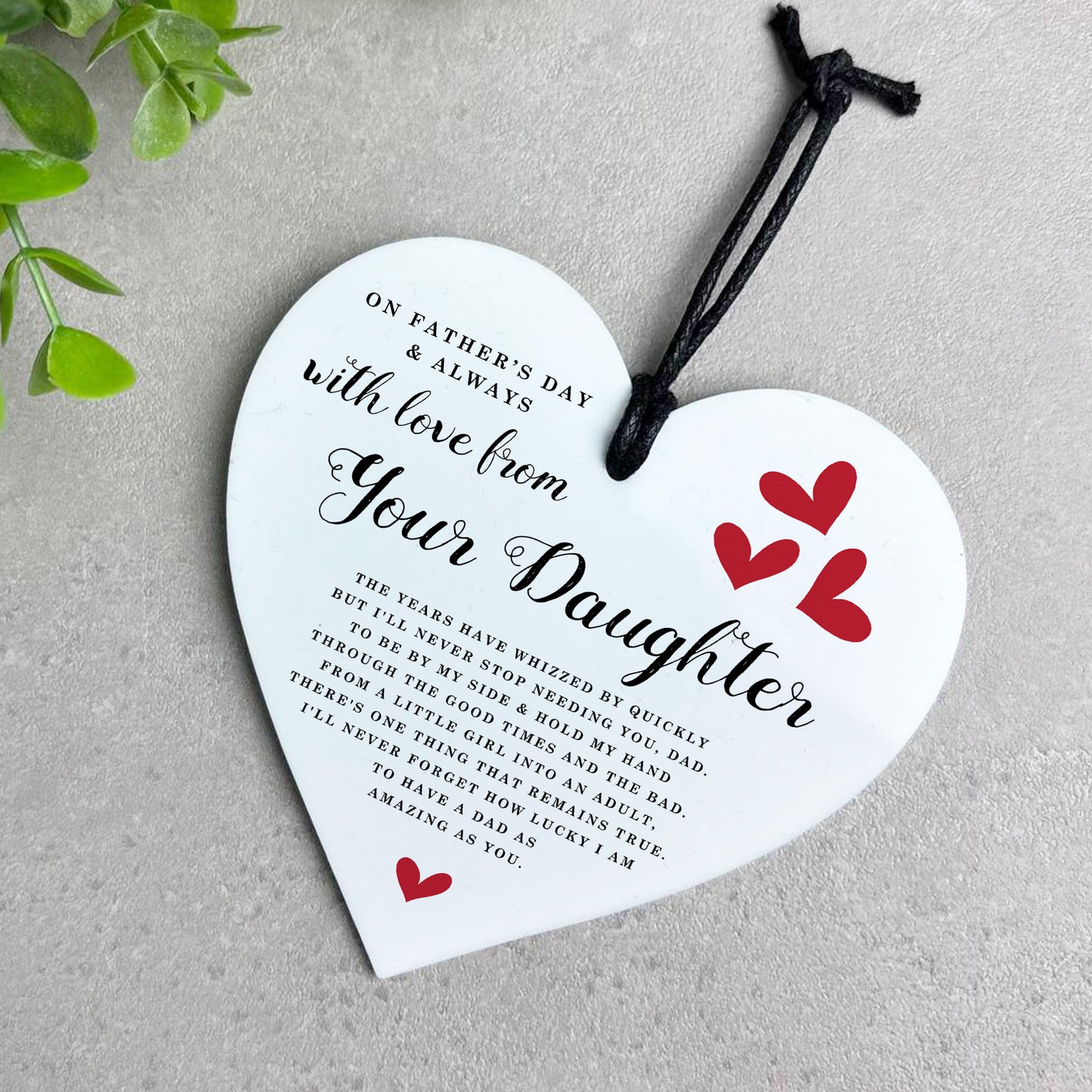 Fathers Day Gift From Daughter White Hanging Heart Gift For Dad