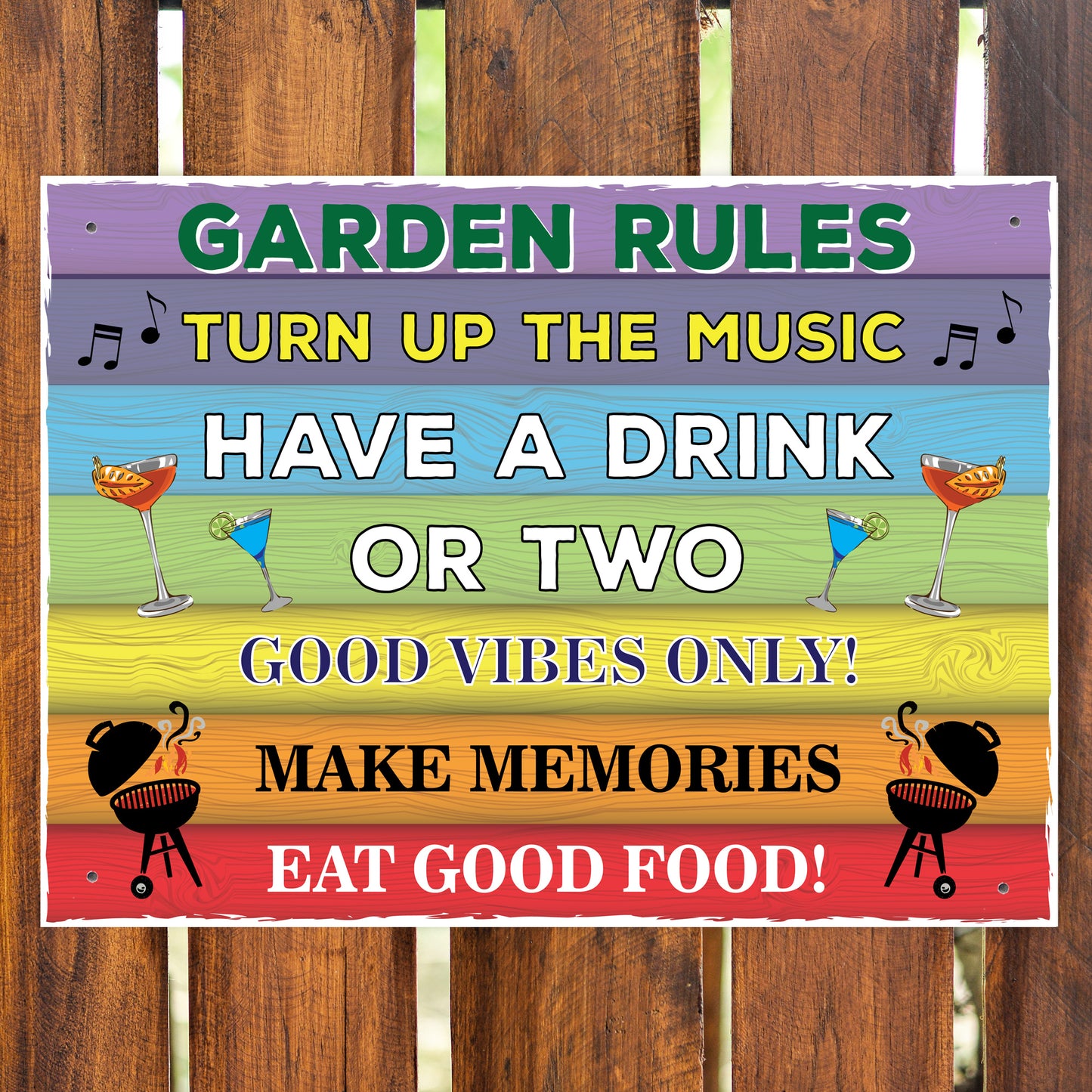 Colourful Garden Rules Sign Hanging Wall Sign Garden Signs