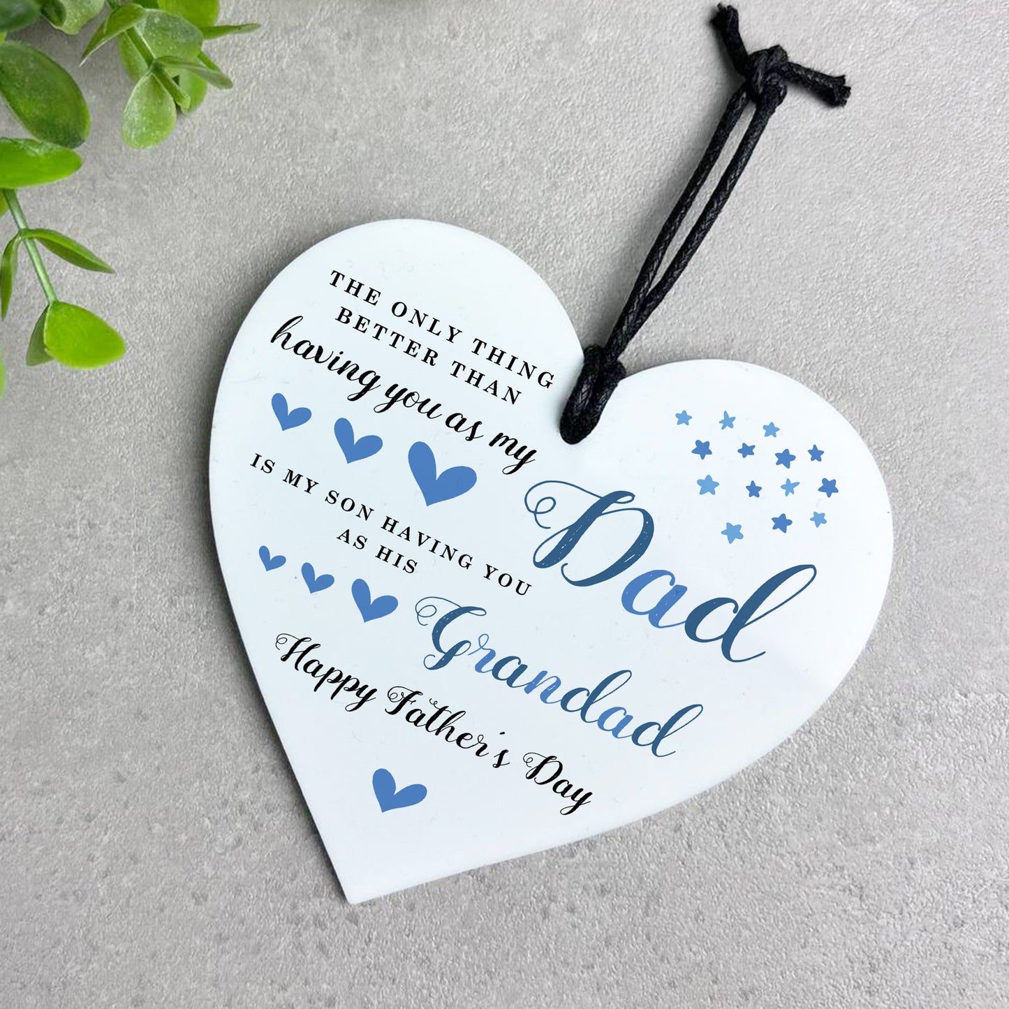 Dad and Grandad Gift For Fathers Day White Hanging Heart Gift