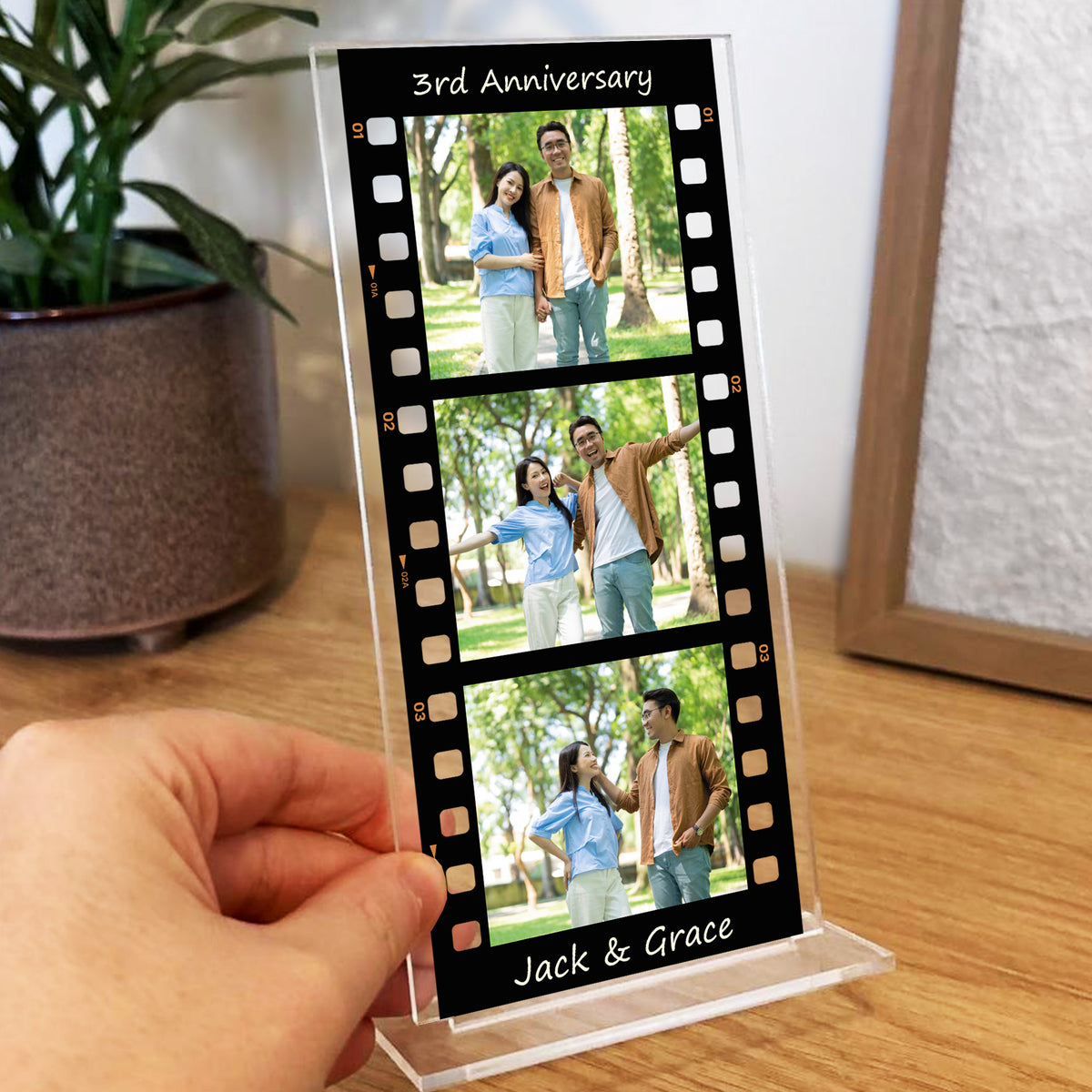 Gift For 3rd Anniversary Personalised Retro Photo Collage Plaque