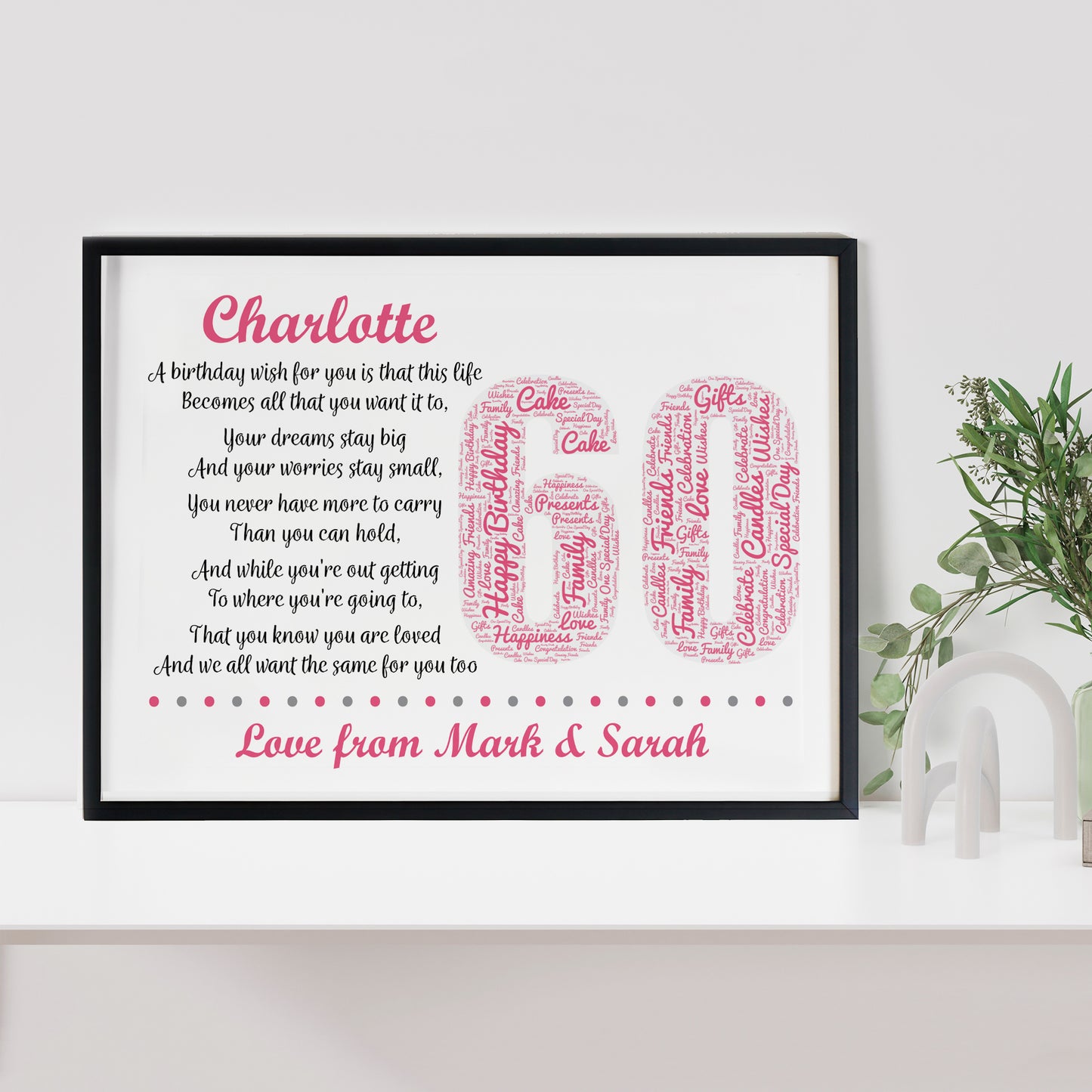 Personalised 60th Birthday Gift for Her Women Wife Mum Nan Nanny
