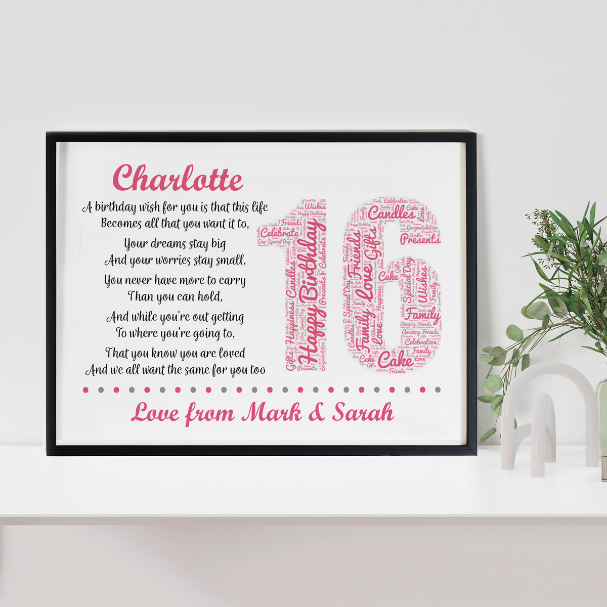 Personalised 16th Birthday Gift for Her Daughter A3 Framed Print