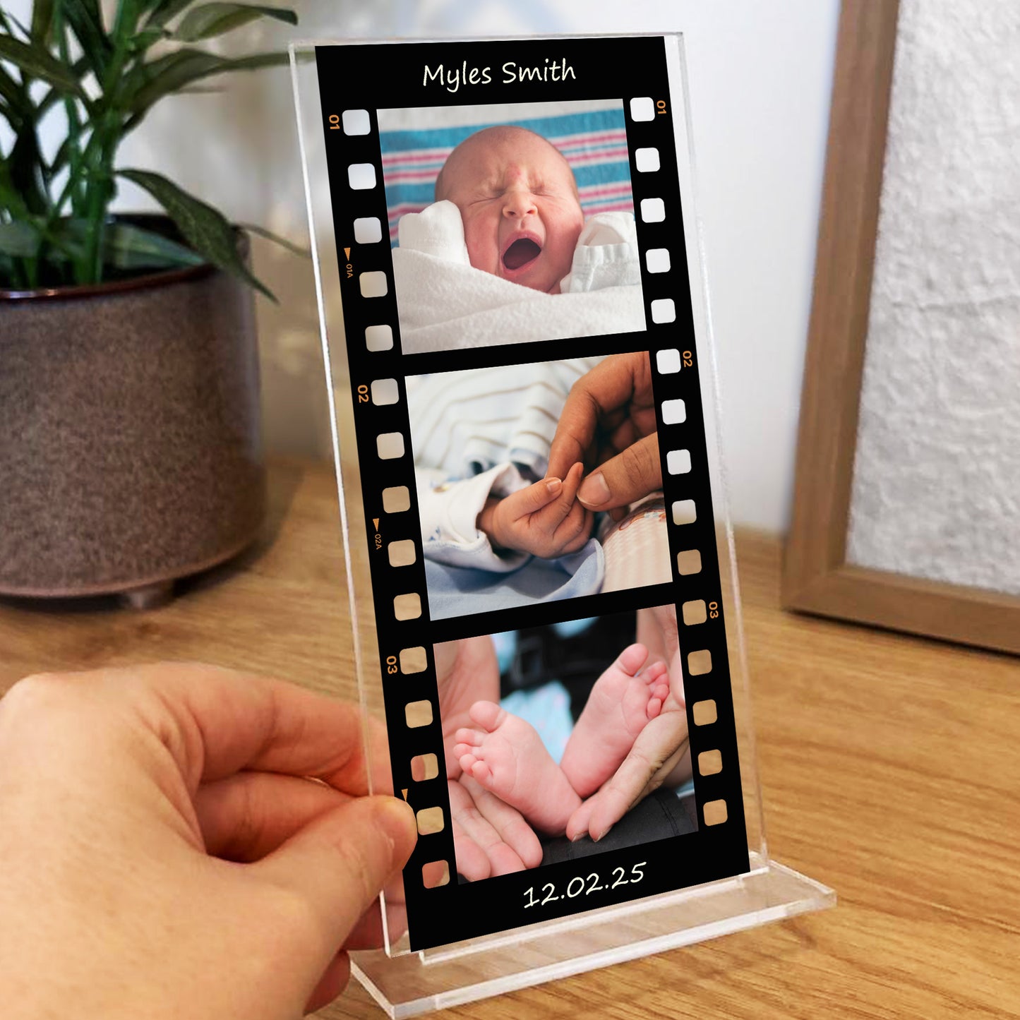 Personalised Retro Photo Film Plaque Baby Photo Collage New Baby