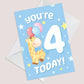 4th Birthday Age 4 Children's Kids Baby Giraffe Greetings Card