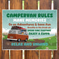 Novelty CAMPERVAN RULES SIGN Wall Door Plaque Novelty Campervan