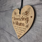 Gift For Amazing Mum Mothers Day Birthday Gift Wood Heart