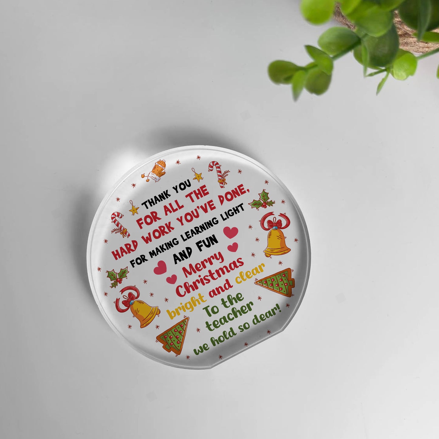 Merry Christmas Gift For Teacher Acrylic Plaque Assistant
