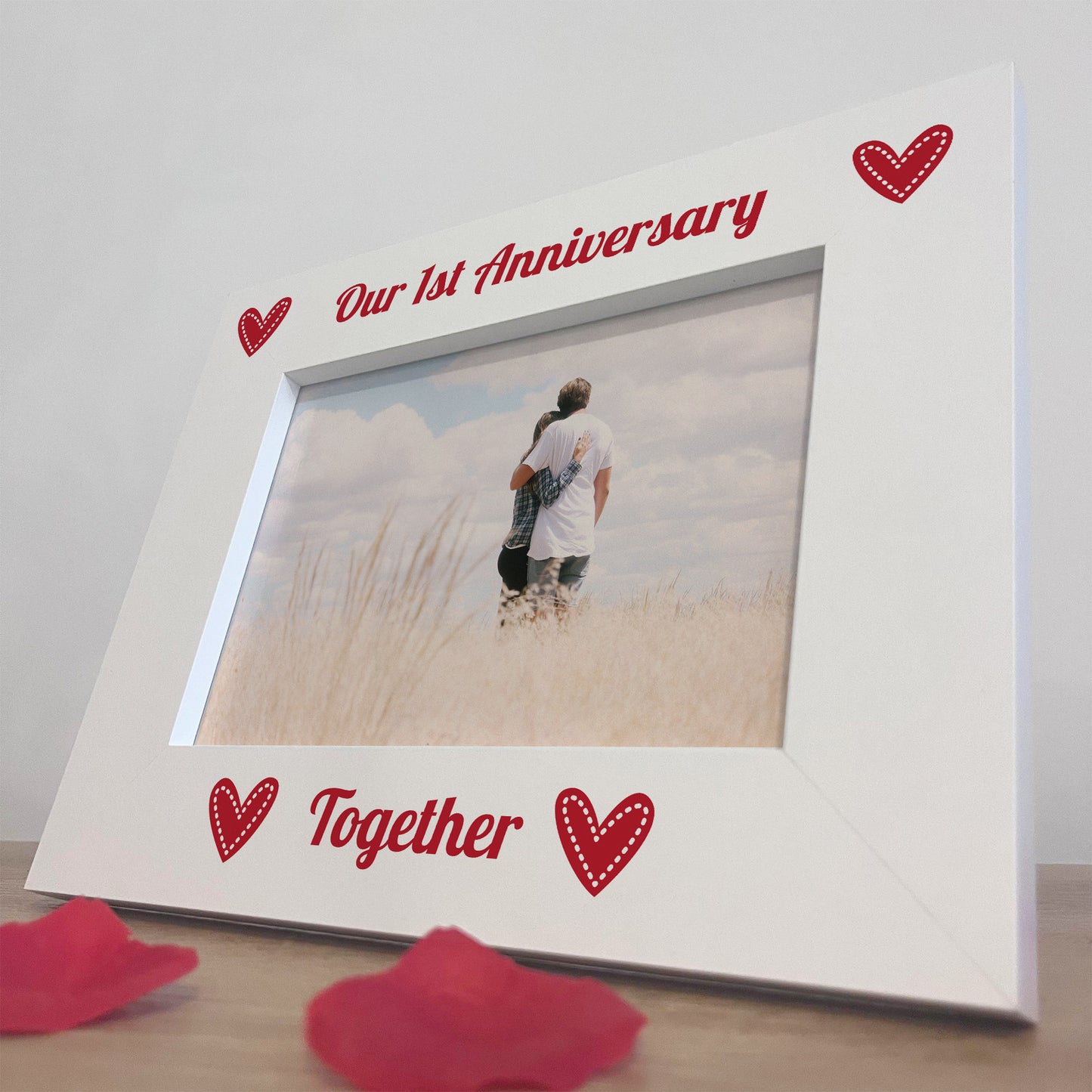 Our 1st First Anniversary 7x5 White Frame Gift For Couples