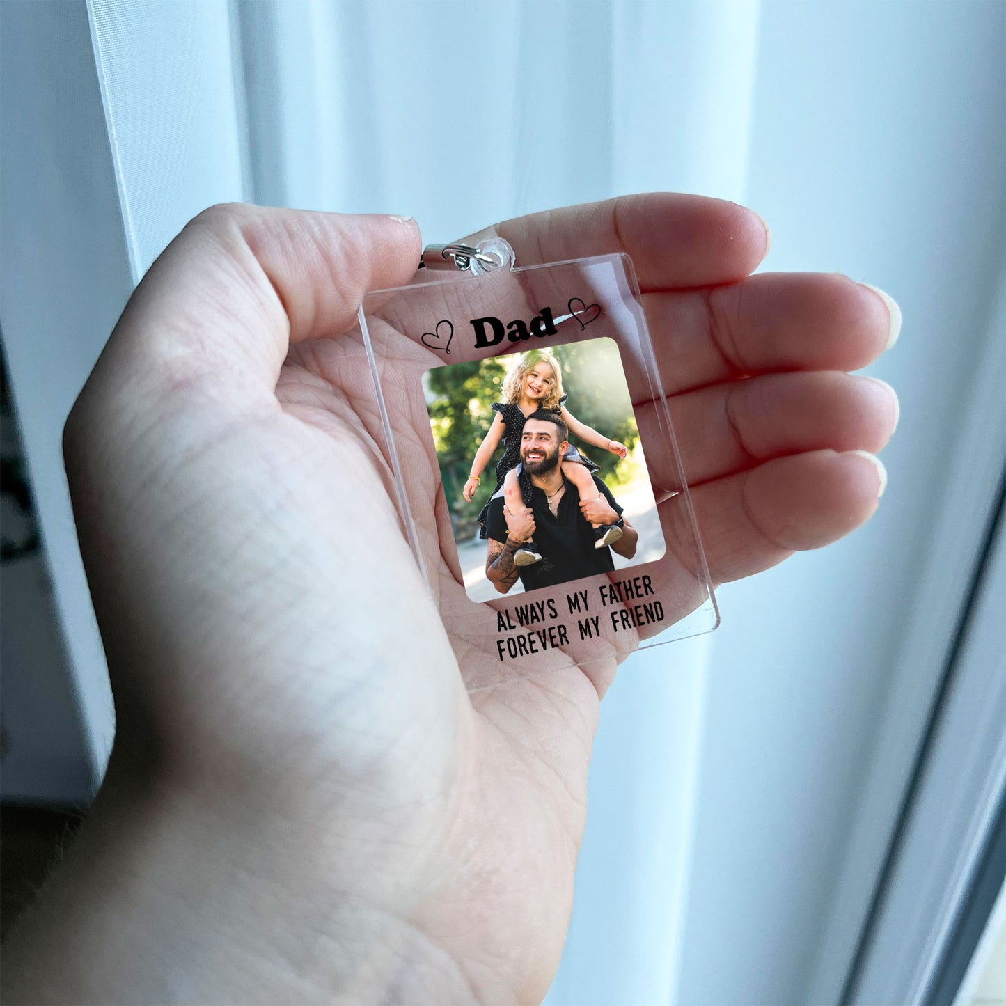 Personalised Dad Keyring Photo Gift Dad Keychain Birthday Gifts