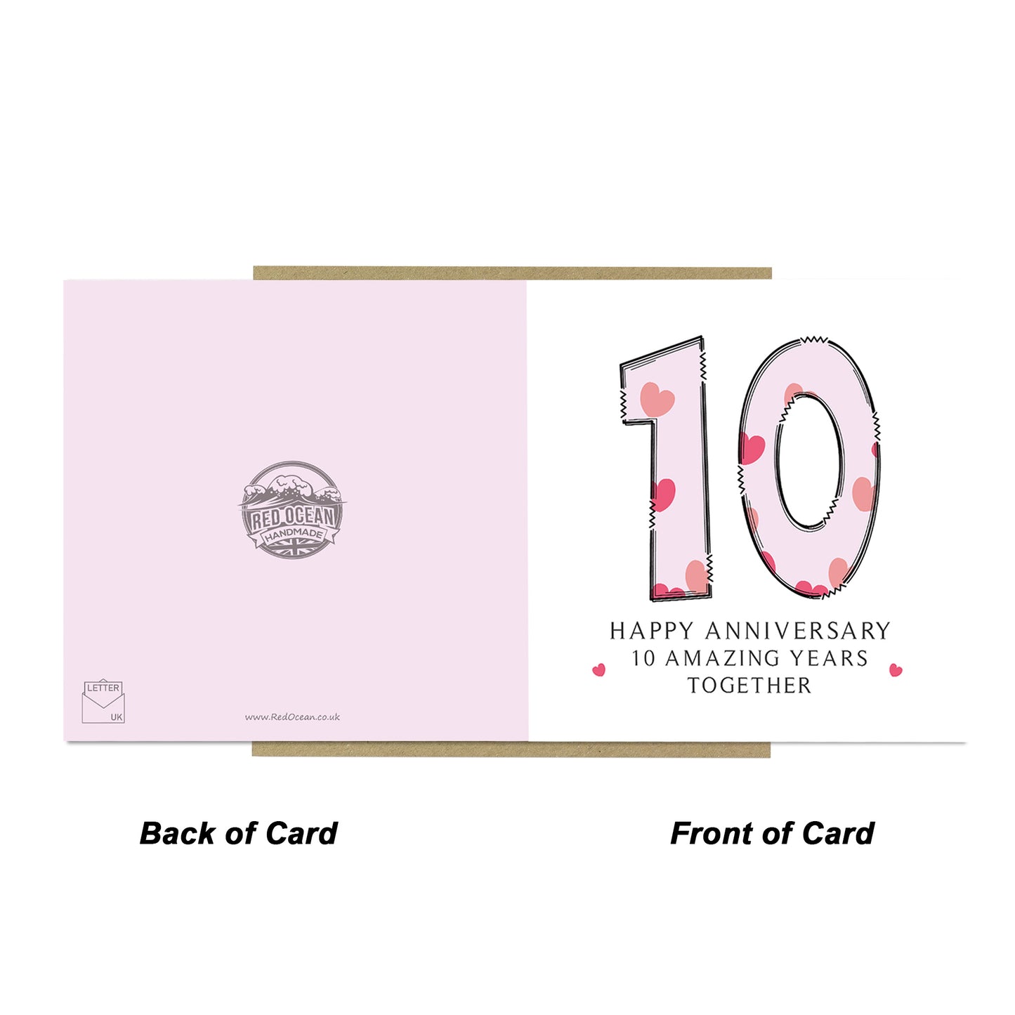 10th Wedding Anniversary Card With Envelope For Wife Husband