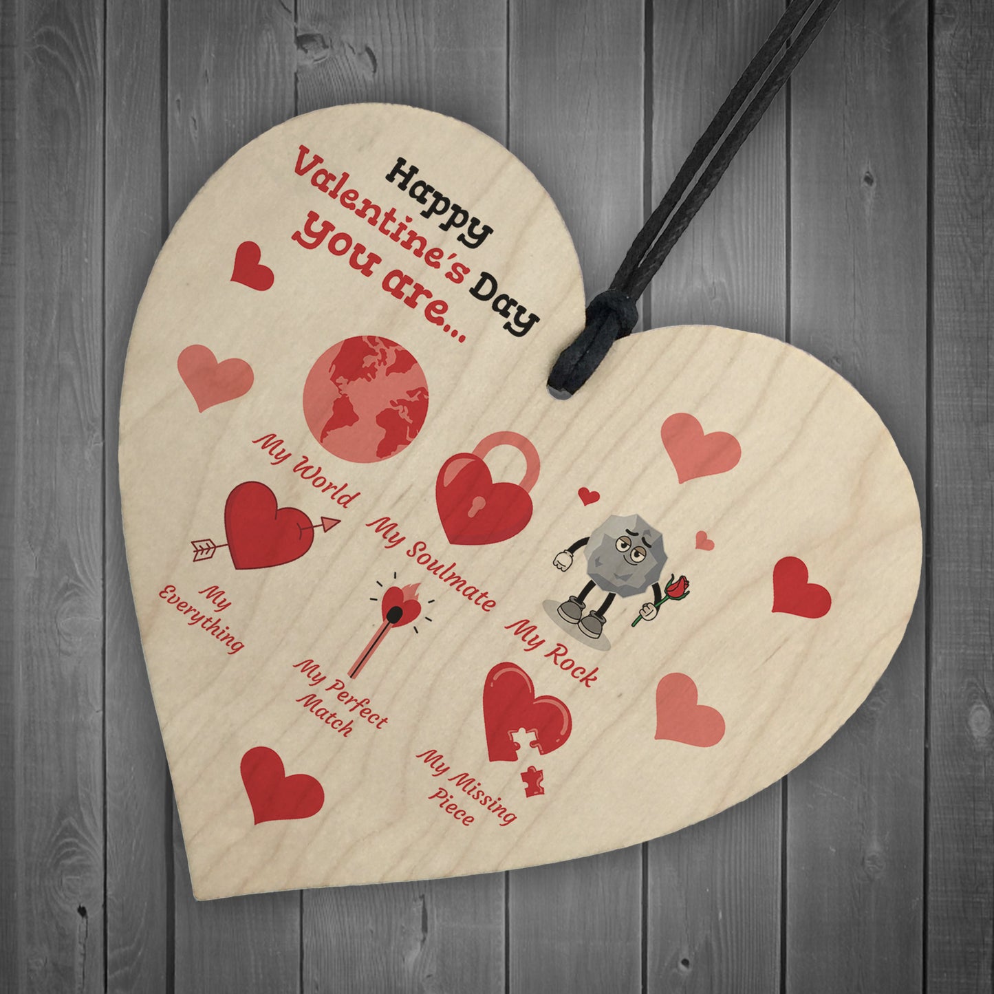 Valentines Day Gift For Boyfriend Wife My Rock My World Heart