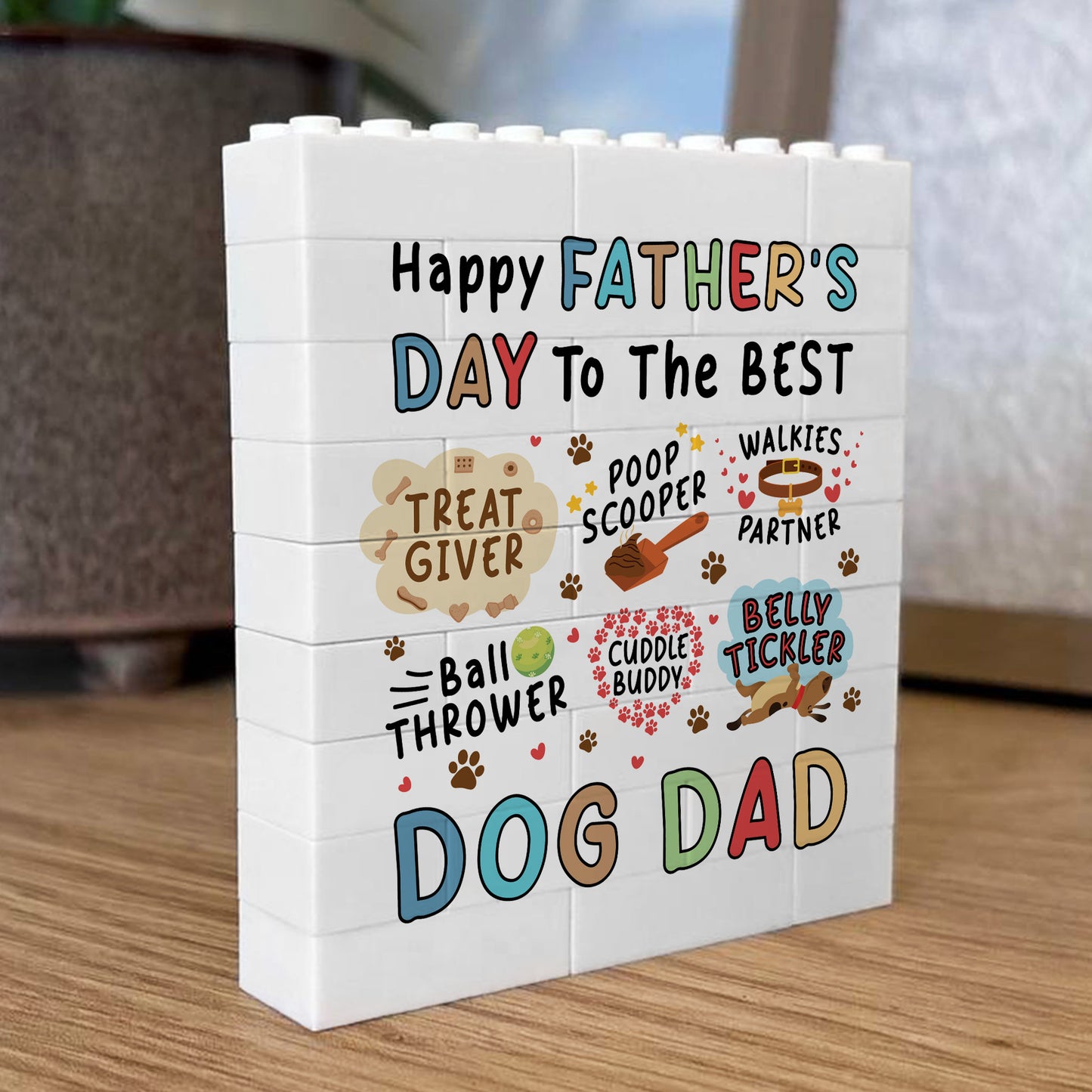 Dog Dad Gift For Fathers Day Building Block Dad Plaque Funny