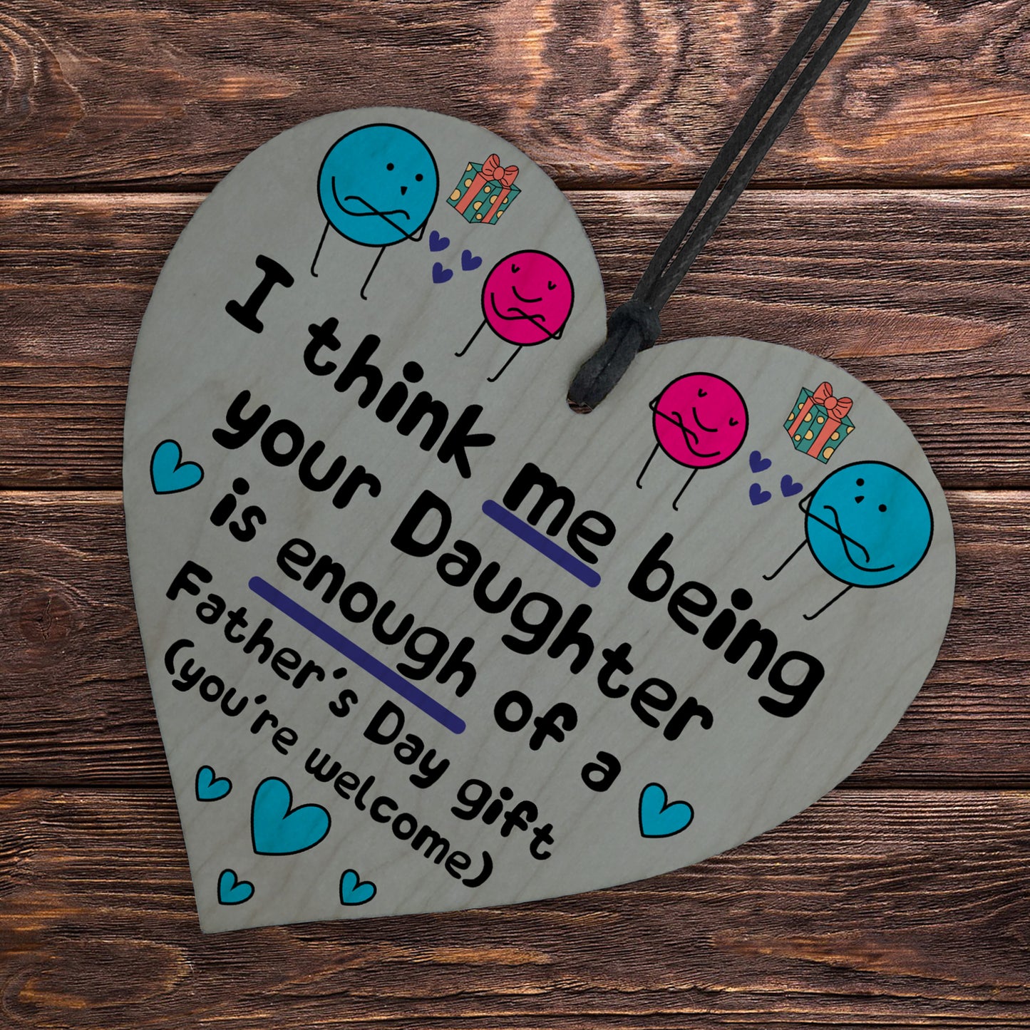 Dad Father's Day Gifts From Daughter Novelty Wooden Heart Gift