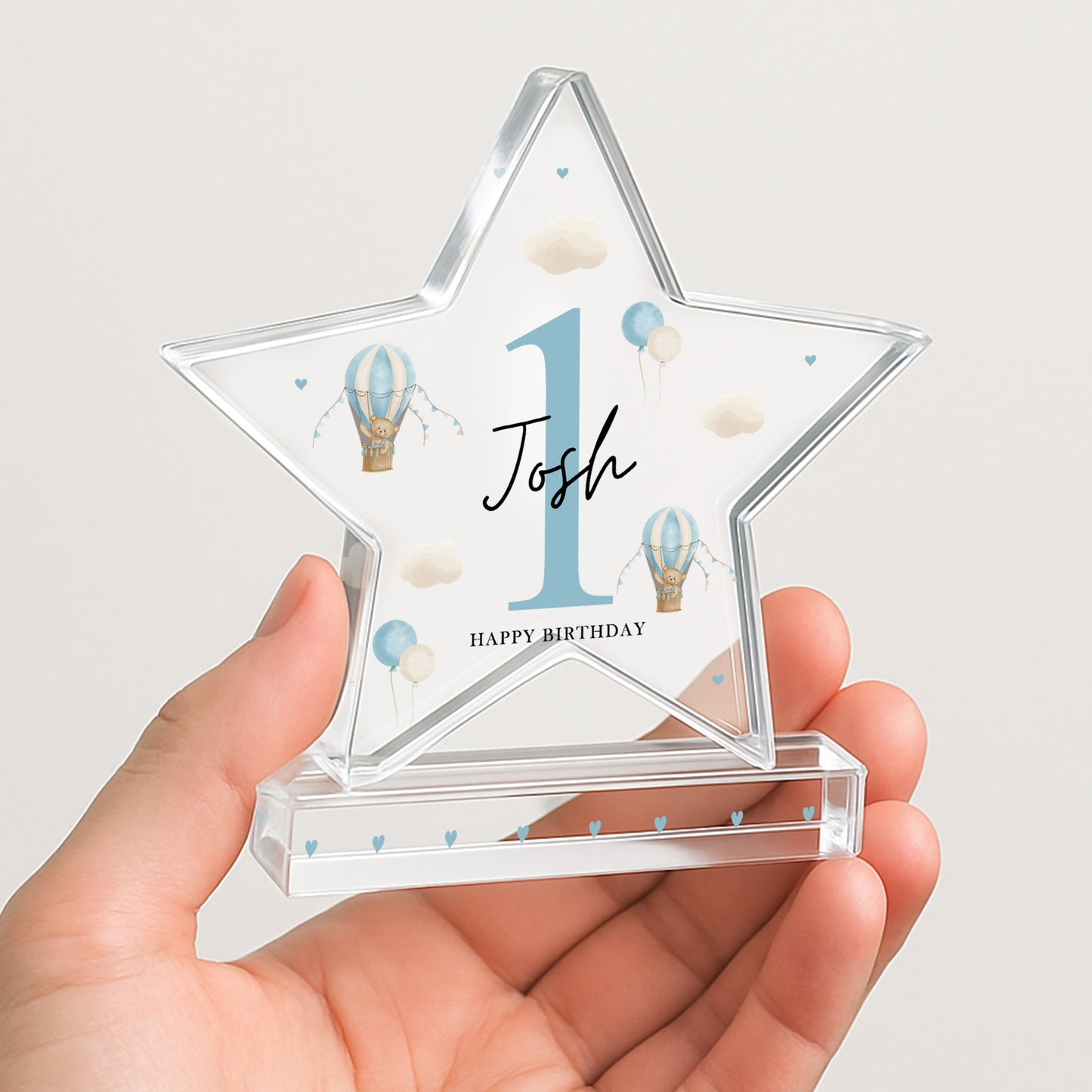 Personalised 1st Birthday Gift For Baby Boy Acrylic Star Plaque