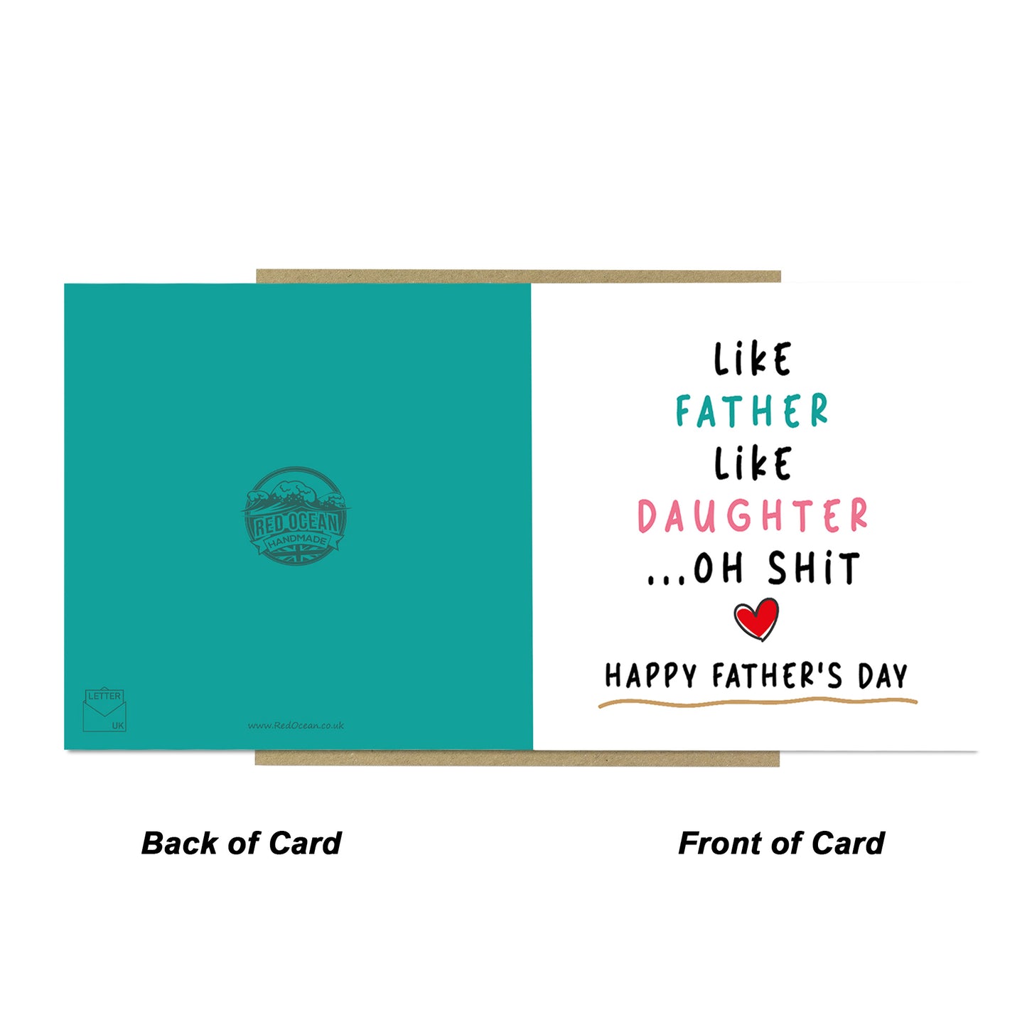 Funny Fathers Day Card For Dad From Daughter With Kraft Envelope