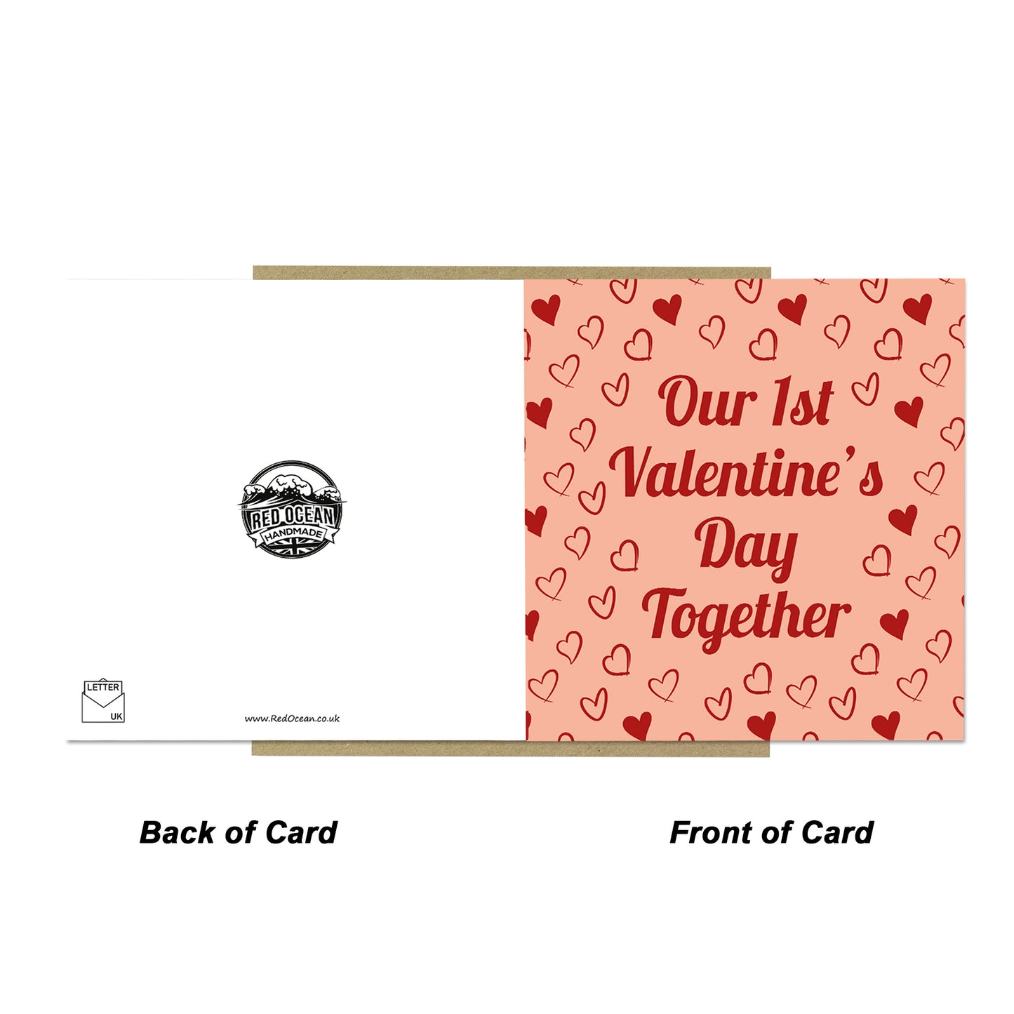 1st Valentines Card For Her Him 14x14 Card With Kraft Envelope