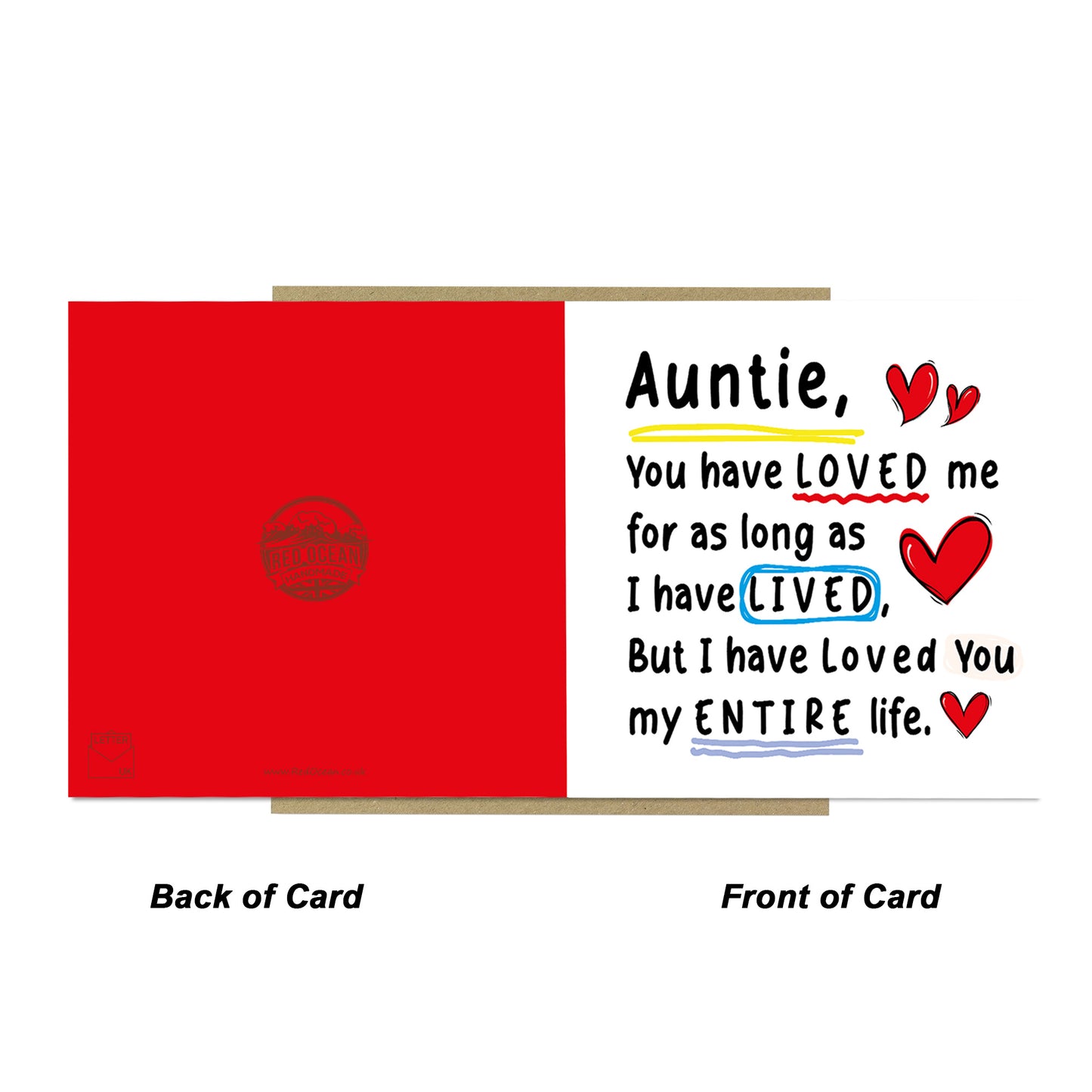 Birthday Card For Auntie With Kraft Envelope Thank You Card