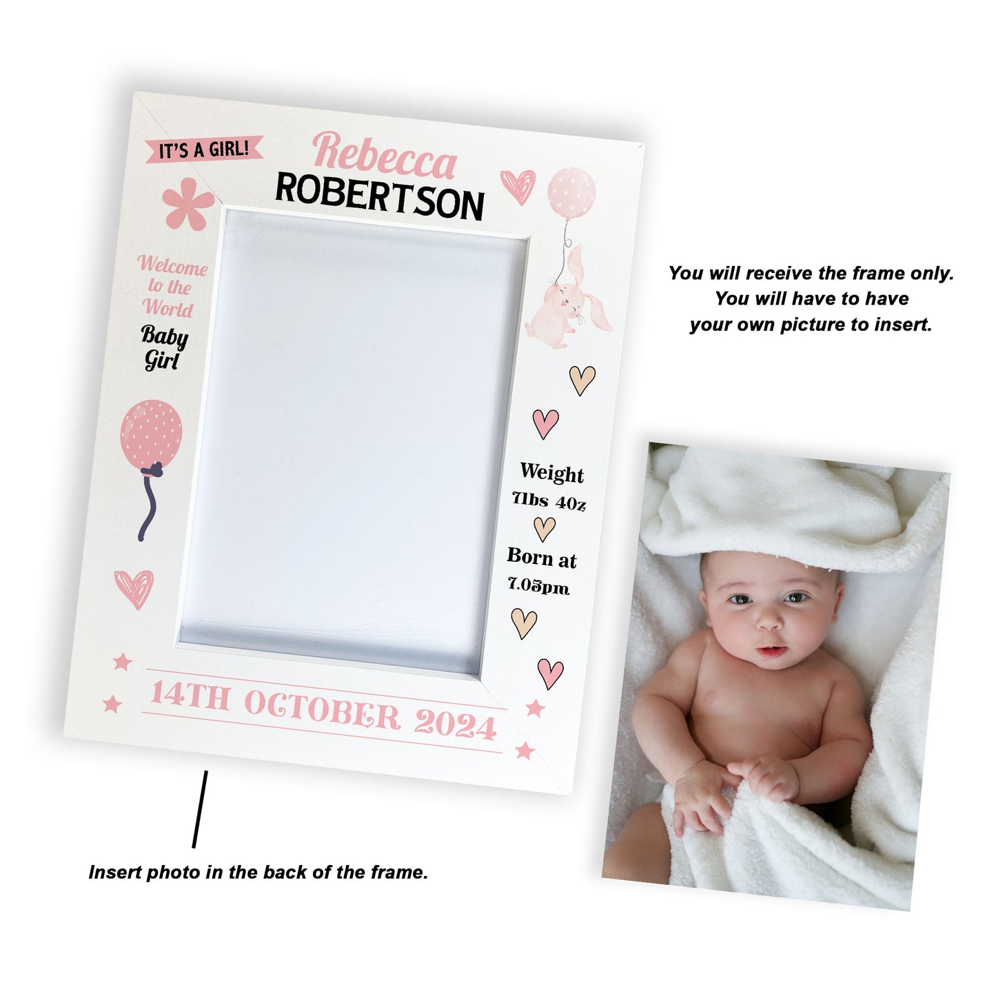 Nursery Picture Frame For Baby Girl Photo Frame Personalised