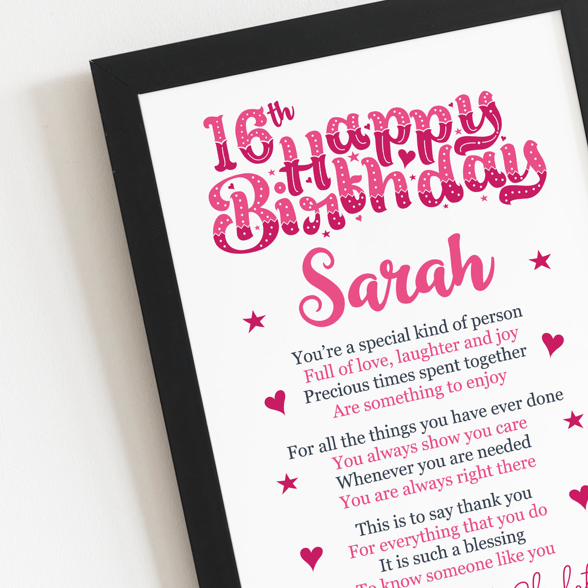 PERSONALISED 16th Birthday Gifts For Her Gift For Daughter