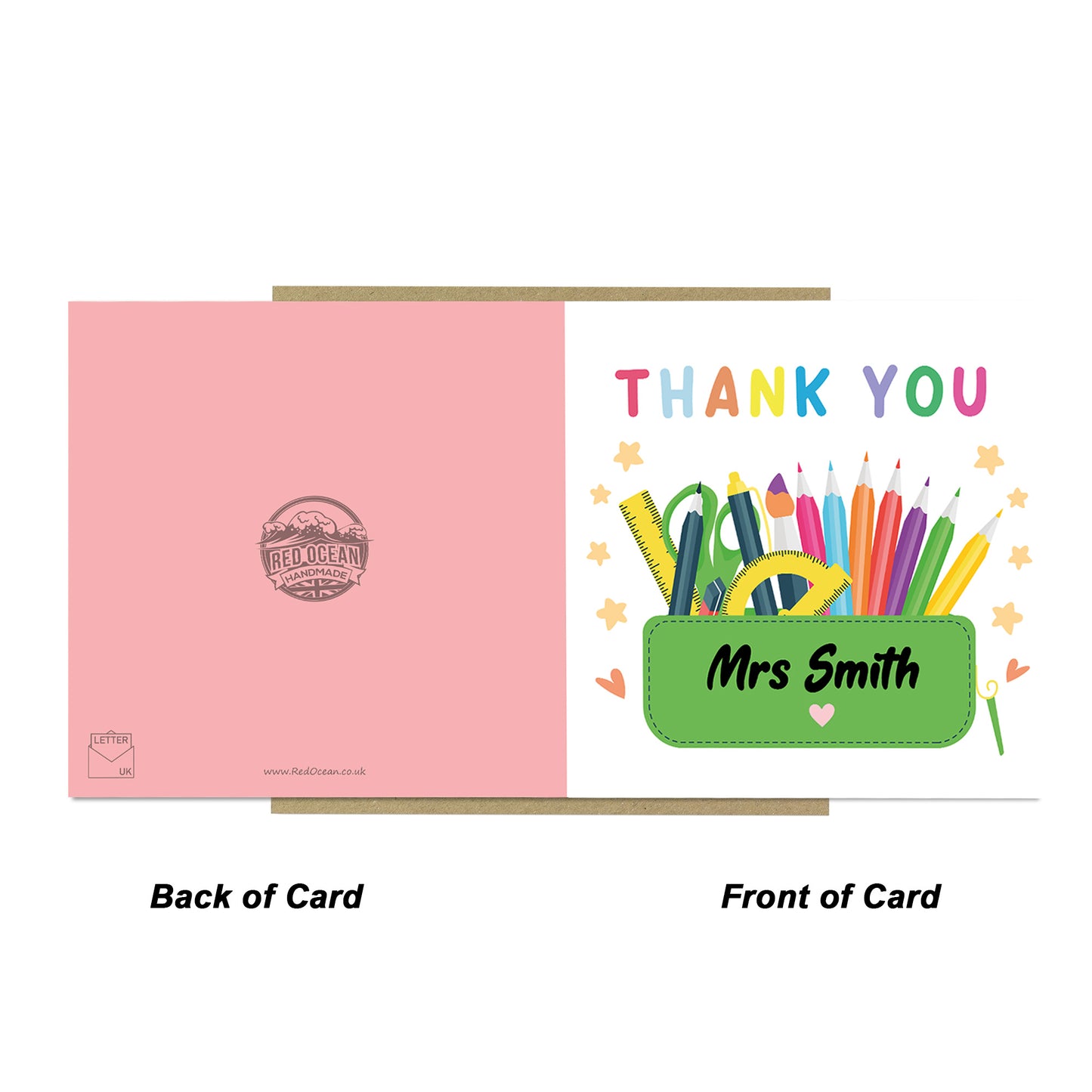 Personalised Thank You Card Teacher Appreciation Cards School