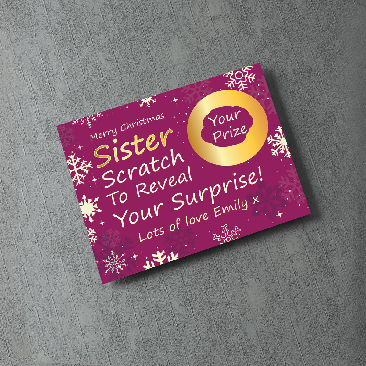 Personalised Sister Christmas Scratch Reveal Card Surprise