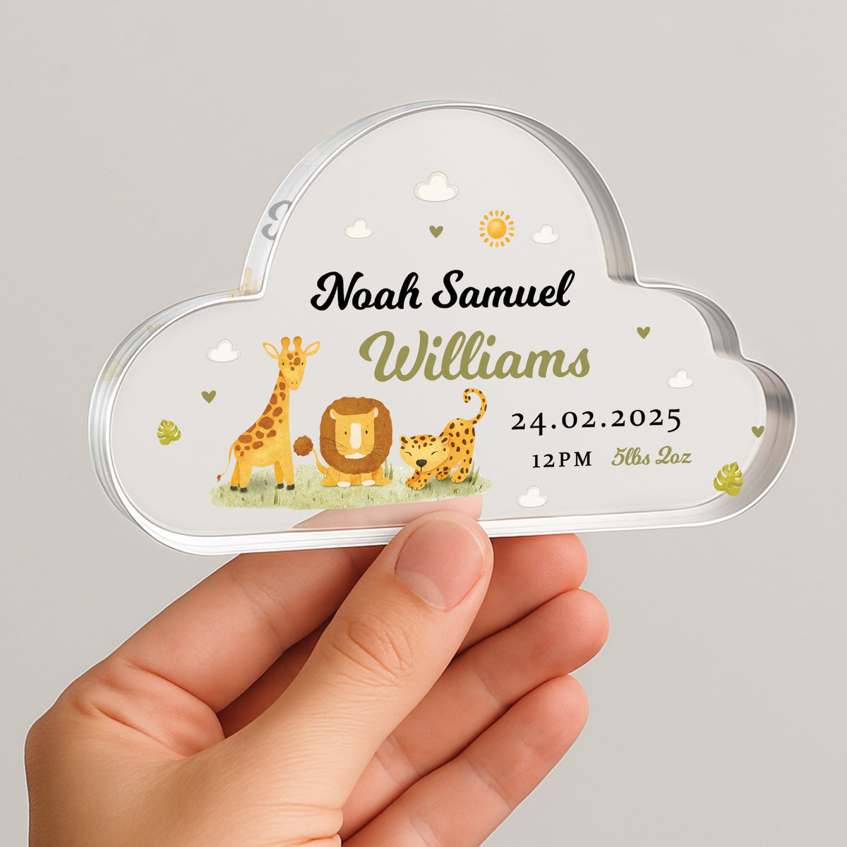 Gift For Son Godson Nephew Grandson Baby Boy Cloud Birth Details