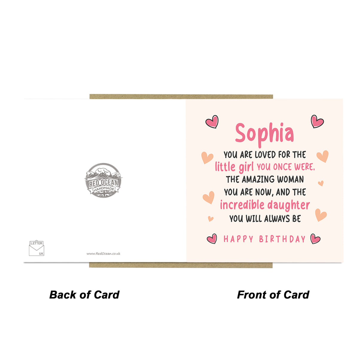 Personalised Birthday Card For Daughter Square Card With Envelop