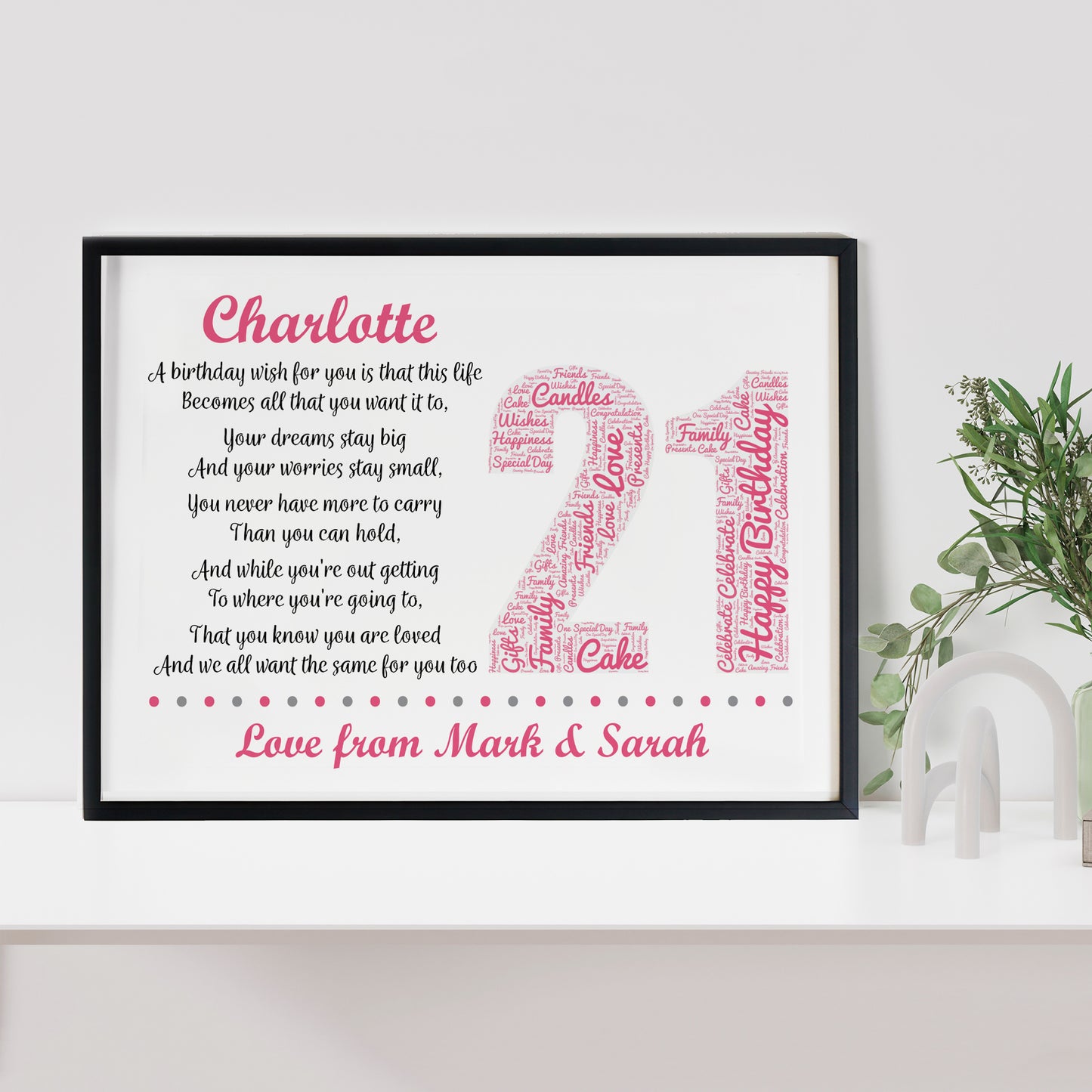 Personalised 21st Birthday Gift for Her Daughter A3 Framed Print